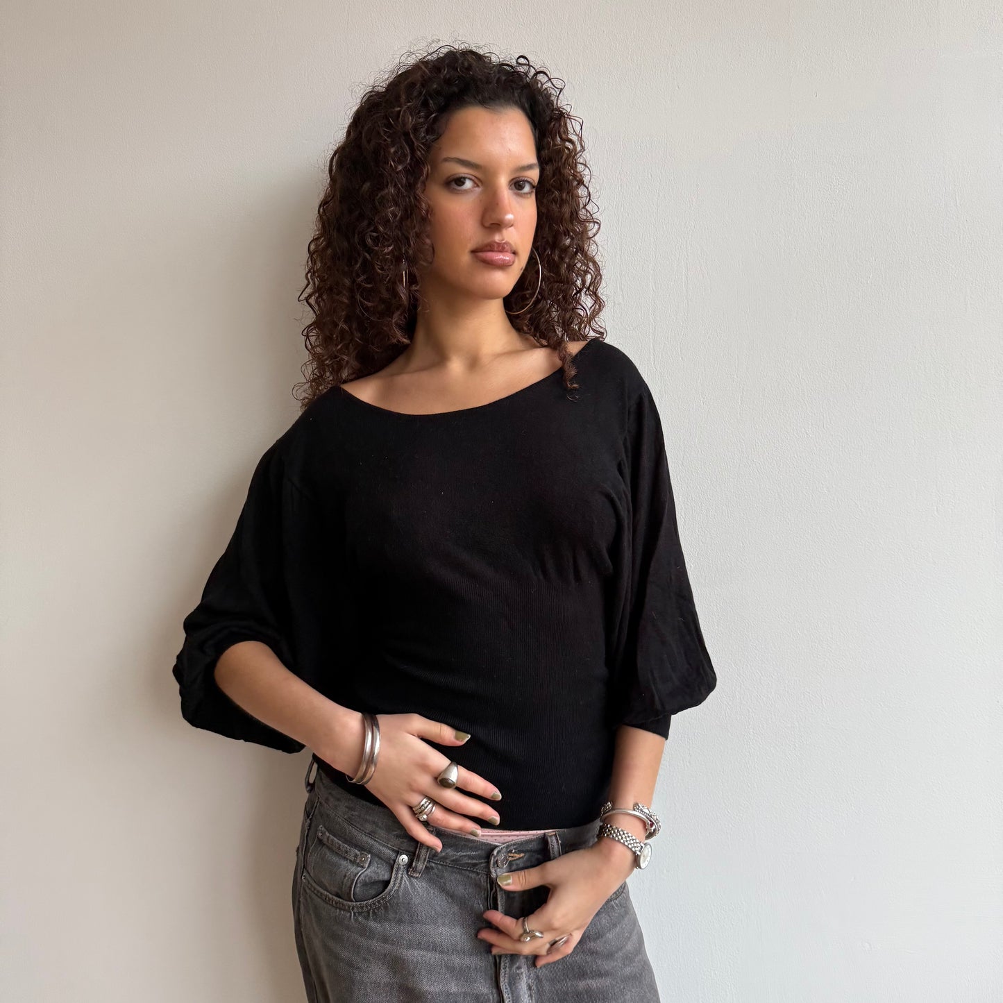 Black batwing knit - Size S