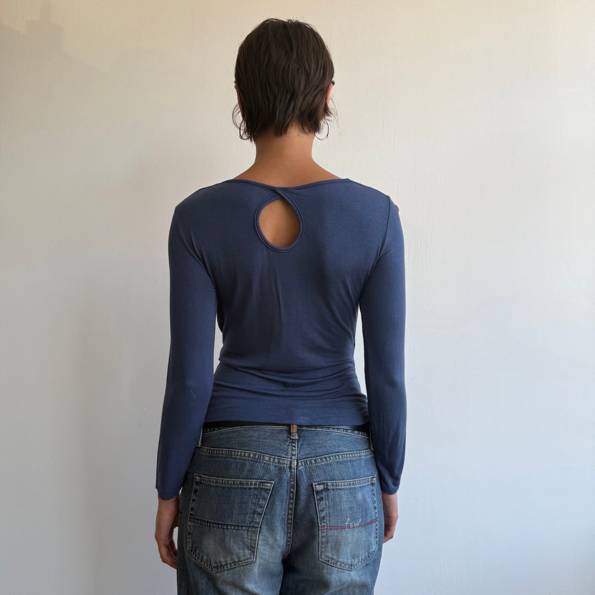 Blue keyhole wrap front top - Size S