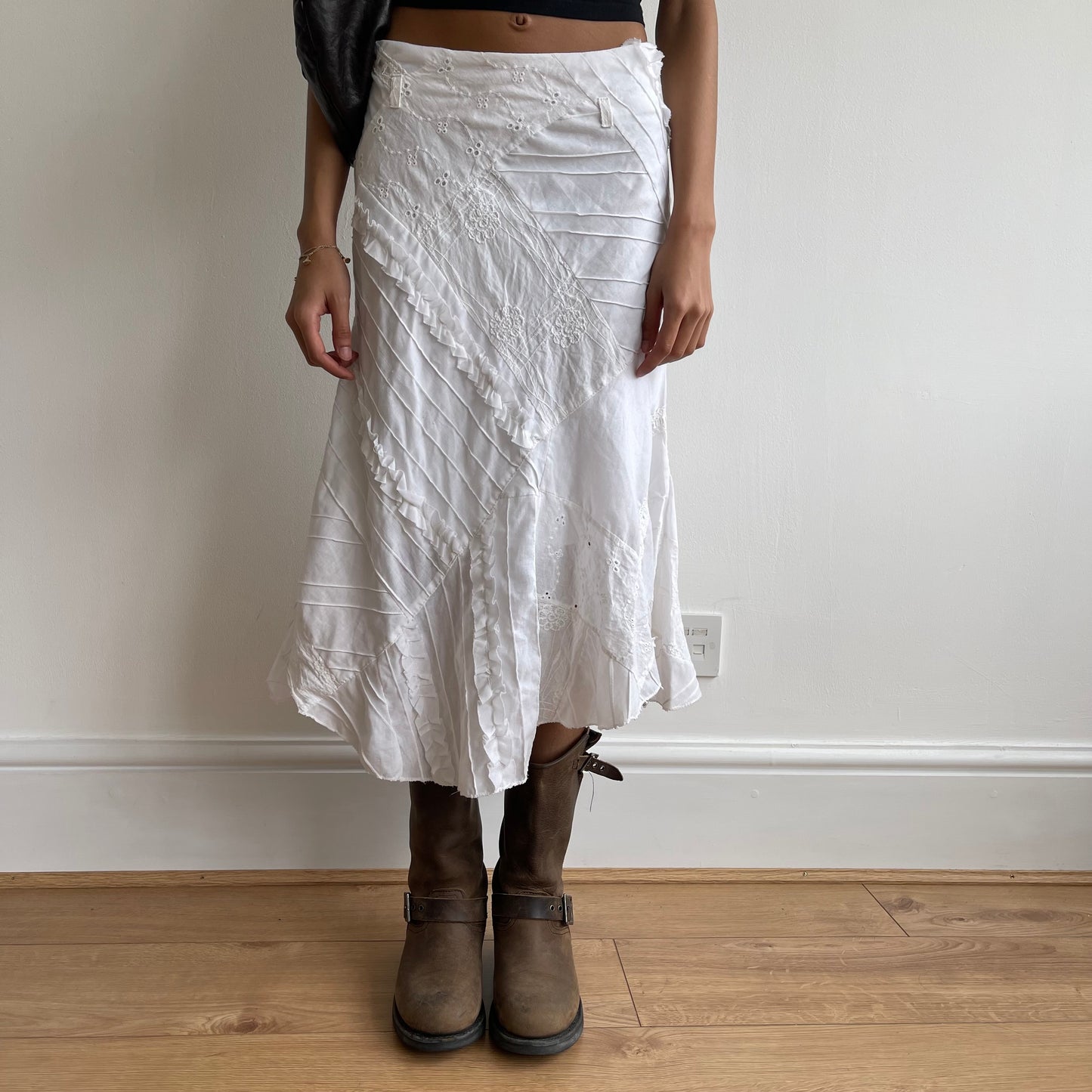 Broderie patchwork midi skirt - Size S