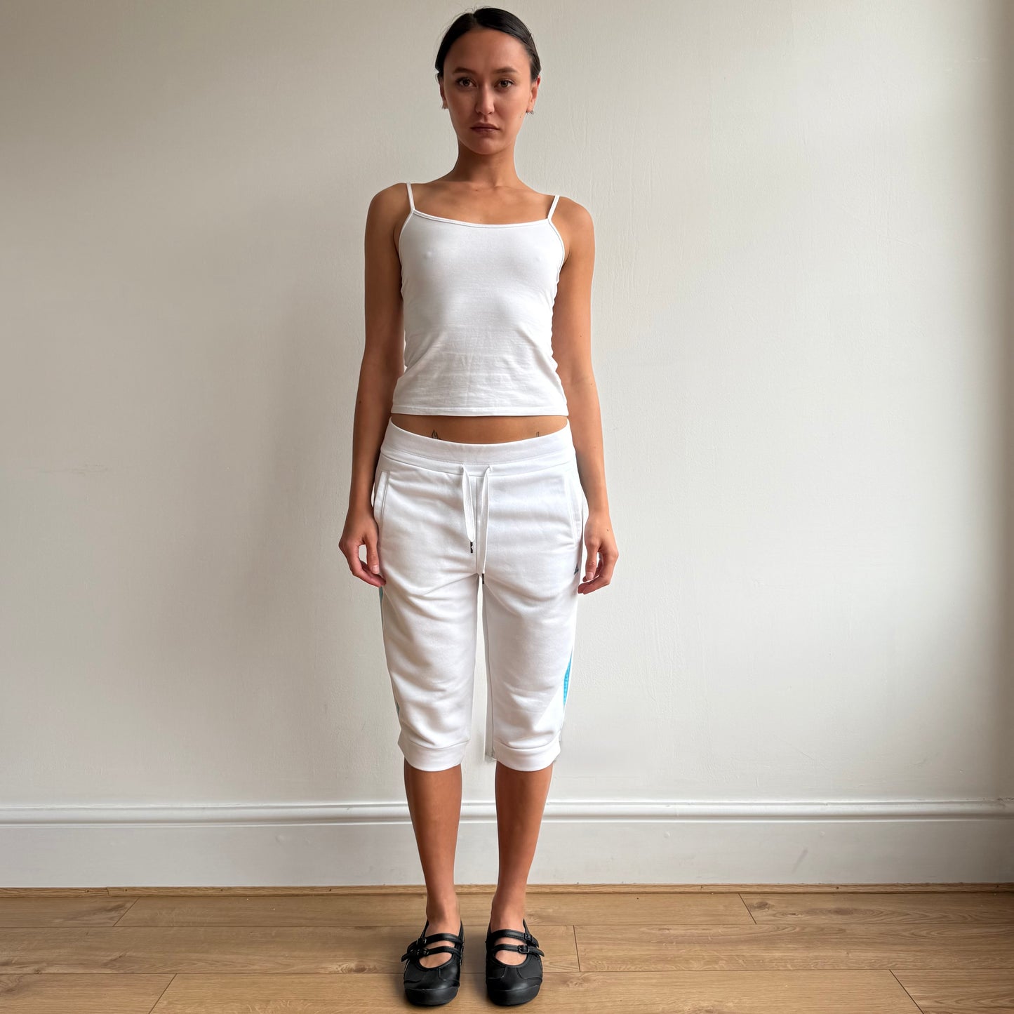 White + blue adidas sporty capris - Size S