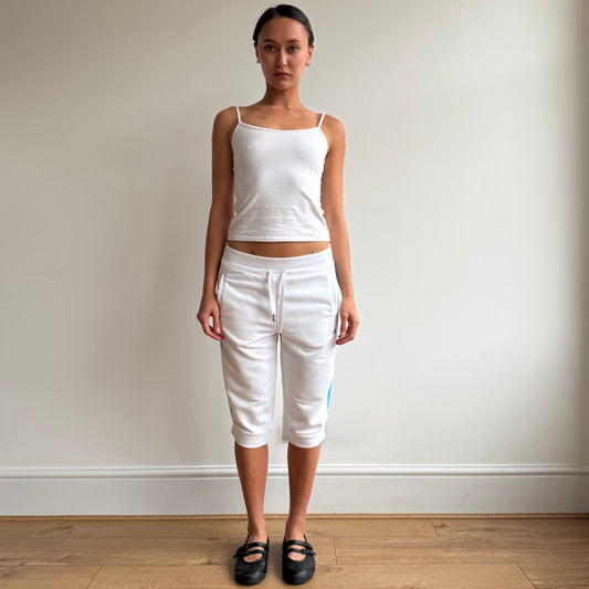 White + blue adidas sporty capris - Size S