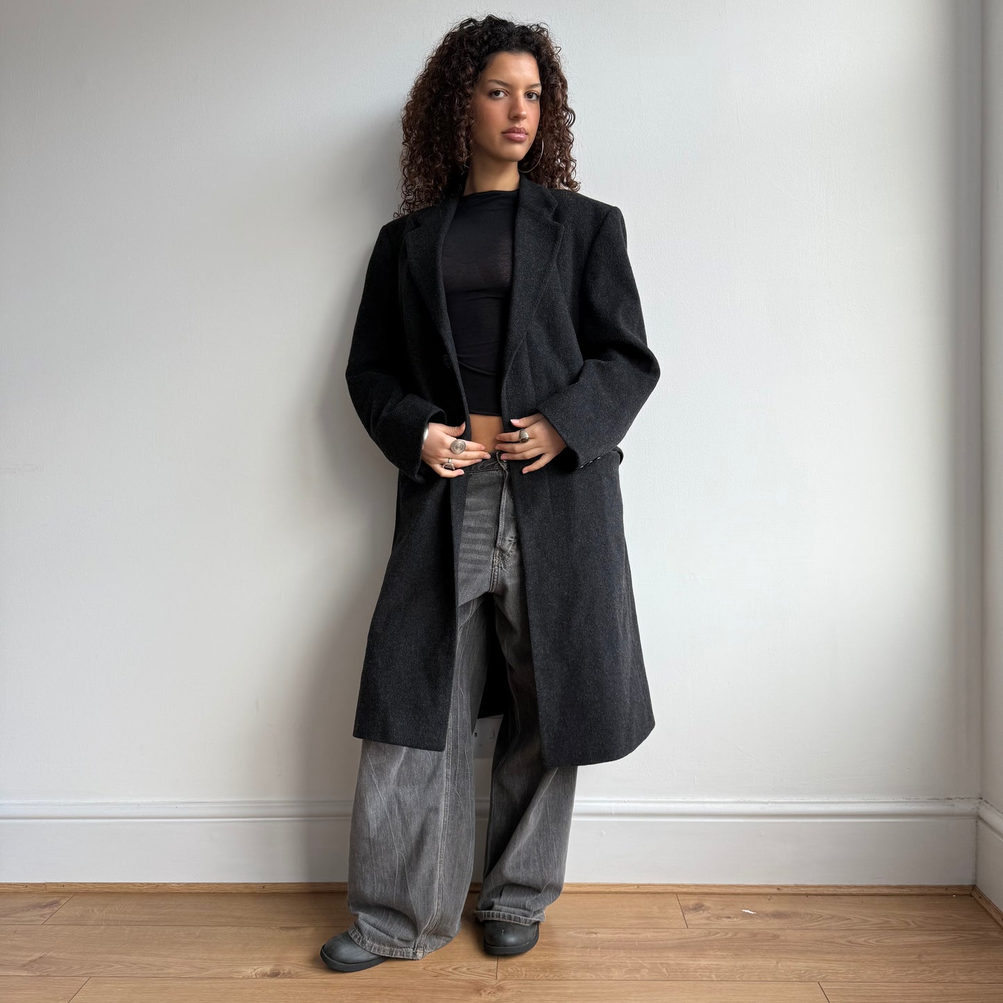 Grey wool overcoat - Size L