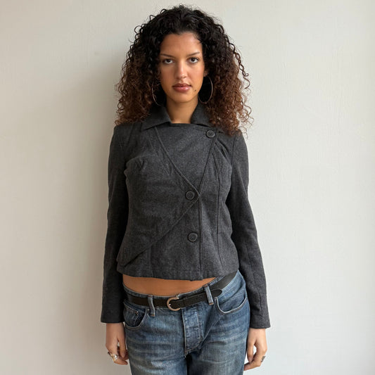 Grey asymmetric peacoat - Size S