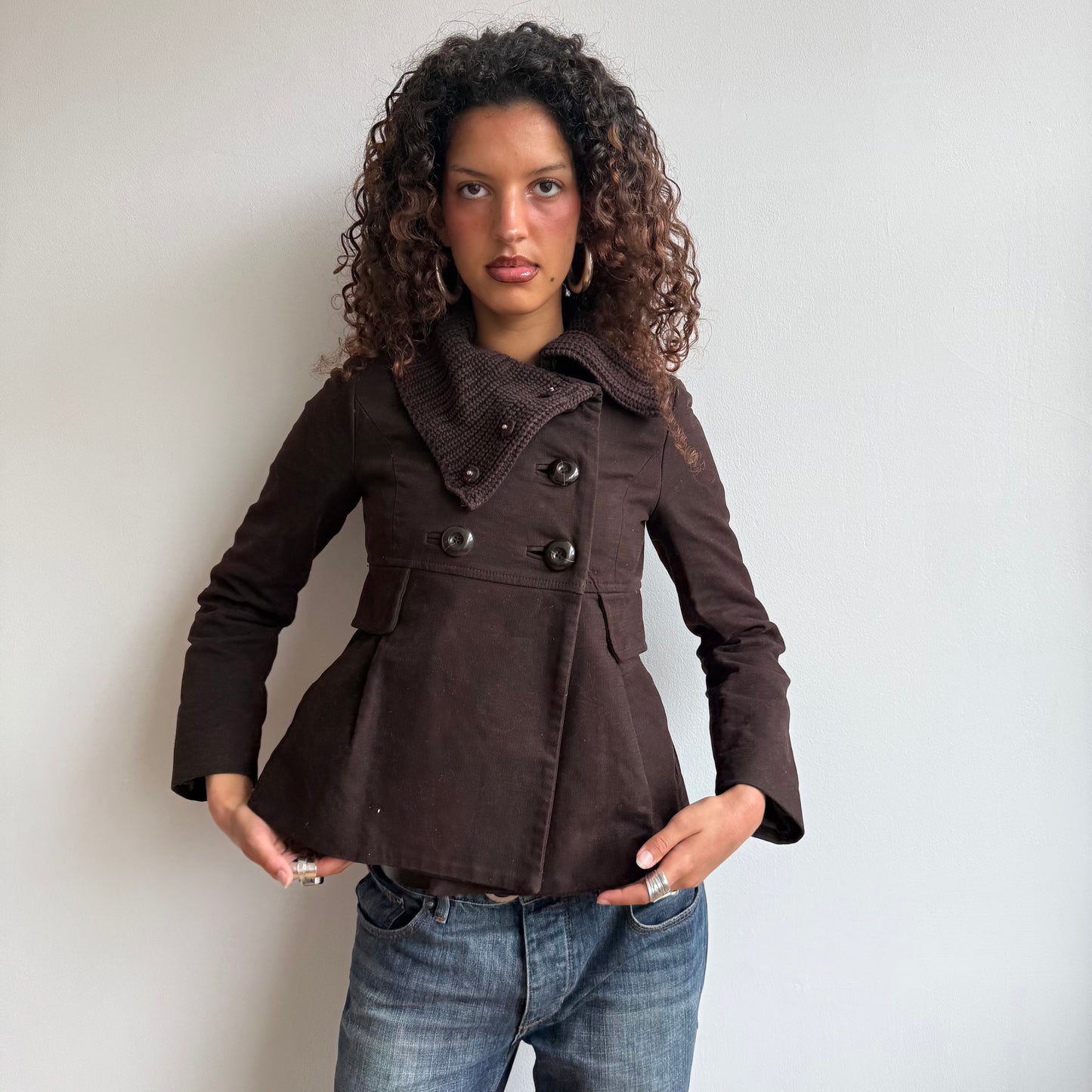 Brown double breasted peacoat - Size S