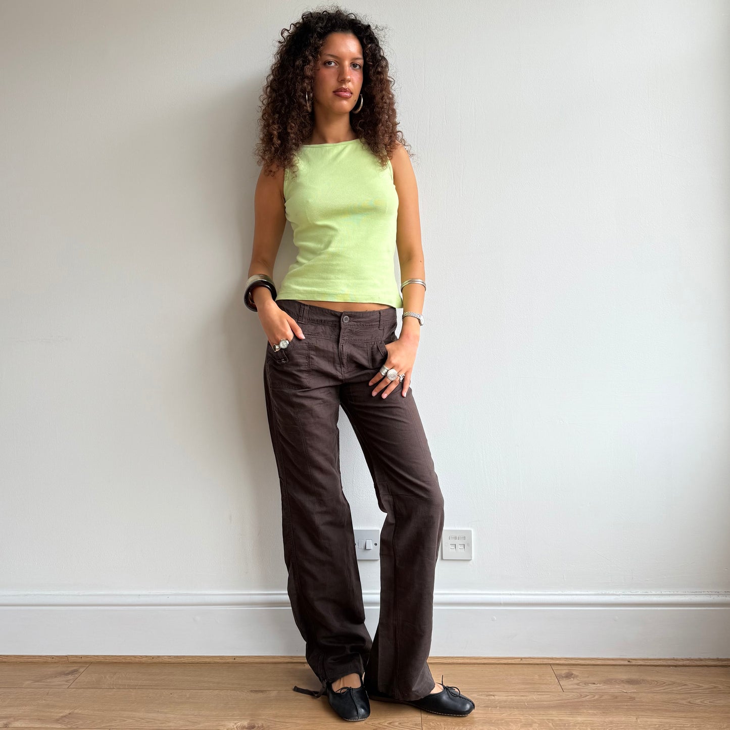 Green boatneck top - Size S