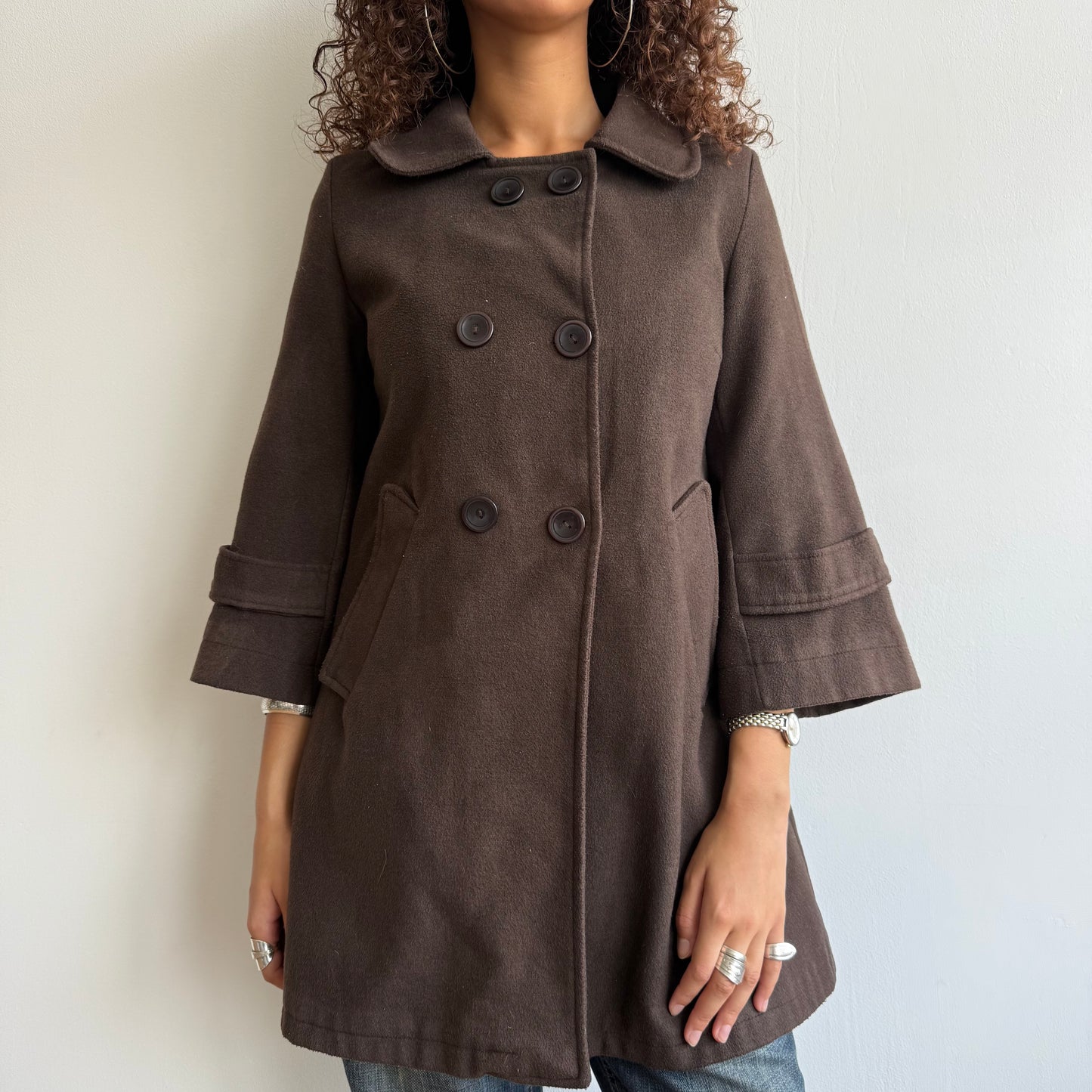 Brown long peacoat trench - Size S