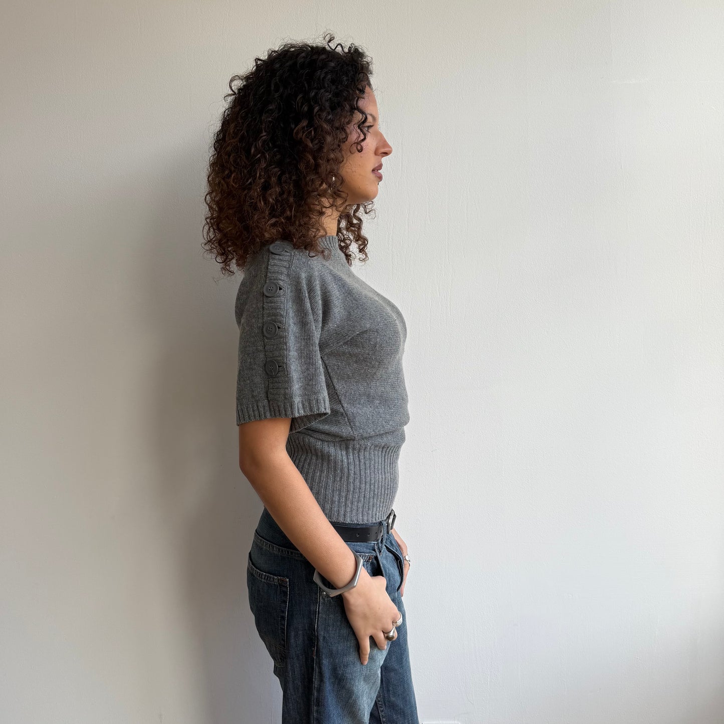 Grey button slouchy knit - Size S