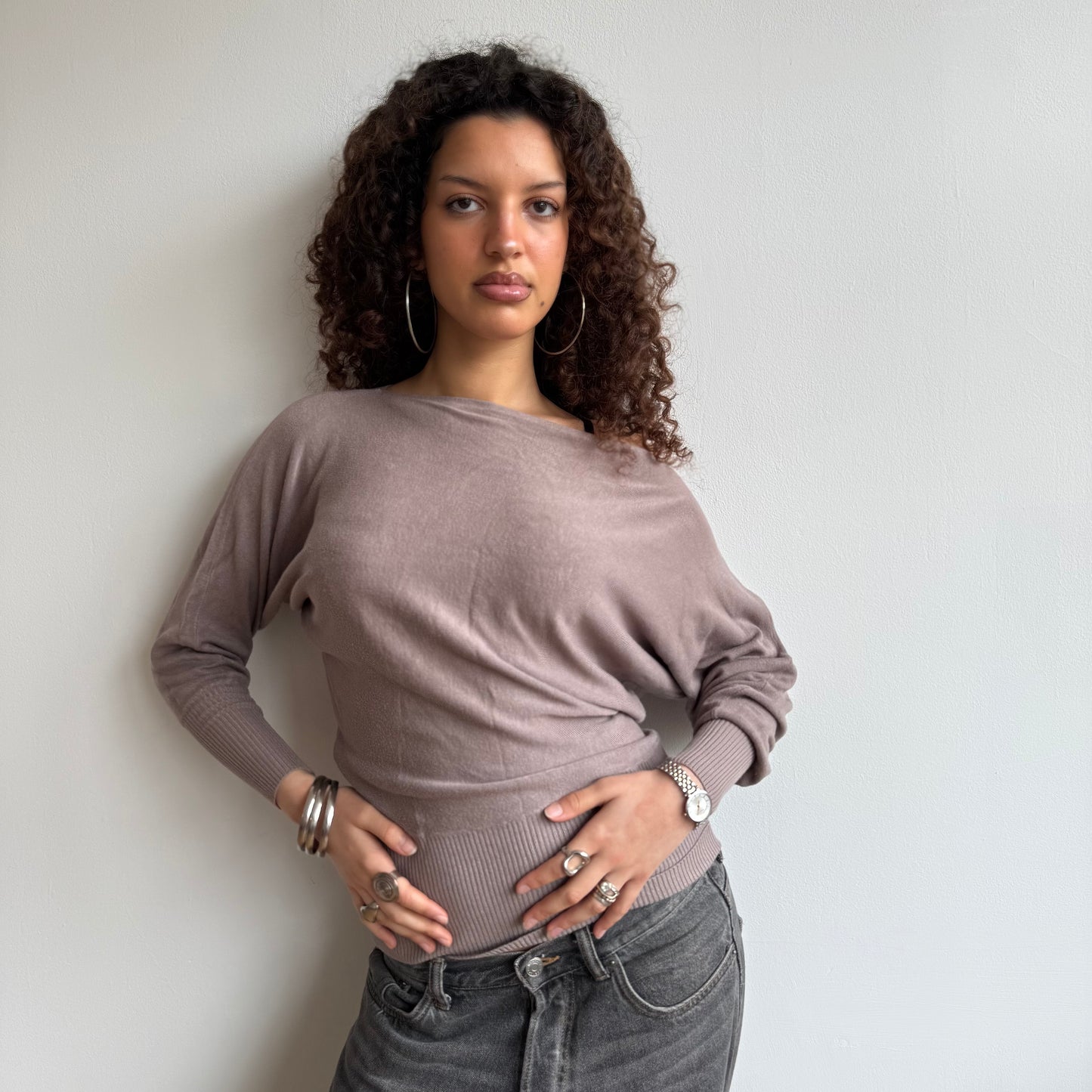 Beige (2) slouchy knit jumper - Size S-M