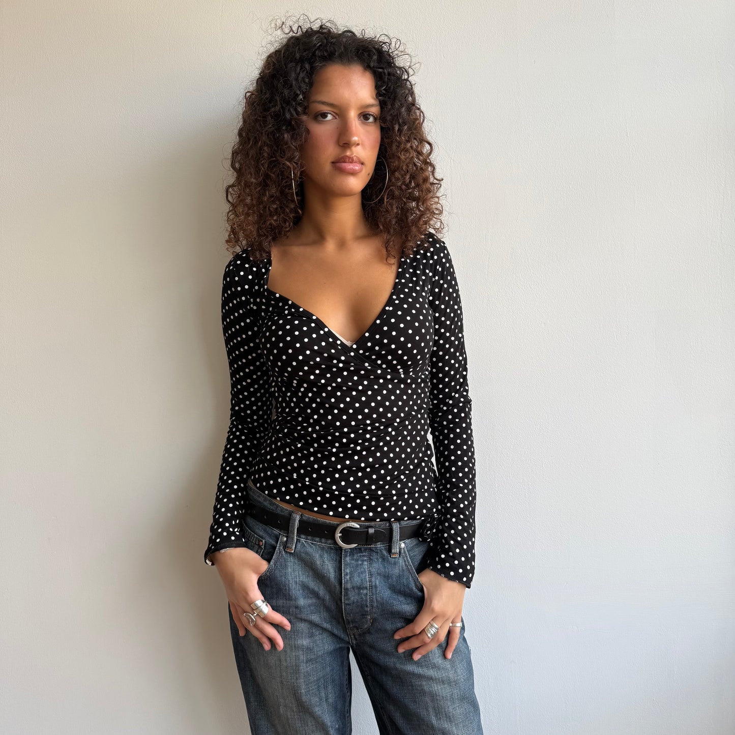 Polka dot wrap top - Size M