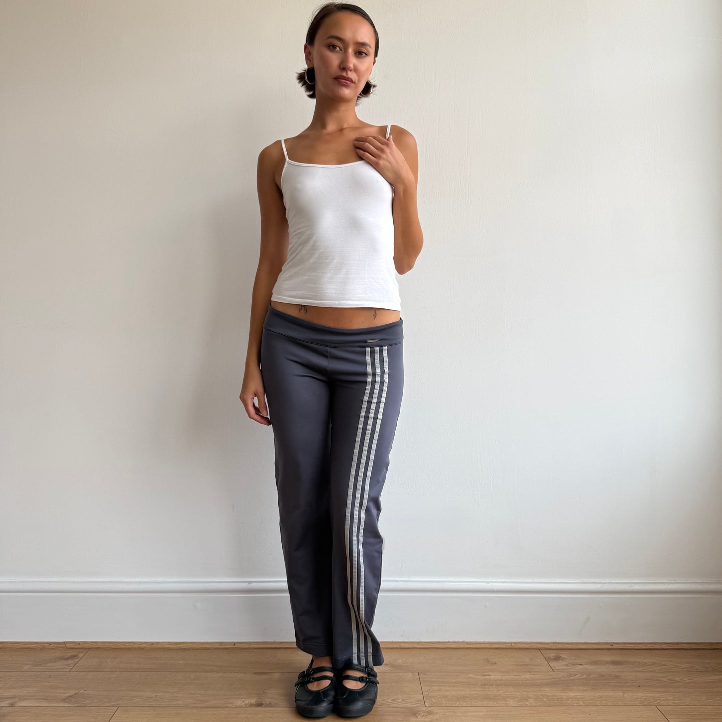 Blue Adidas stripe flared yoga pants - Size S