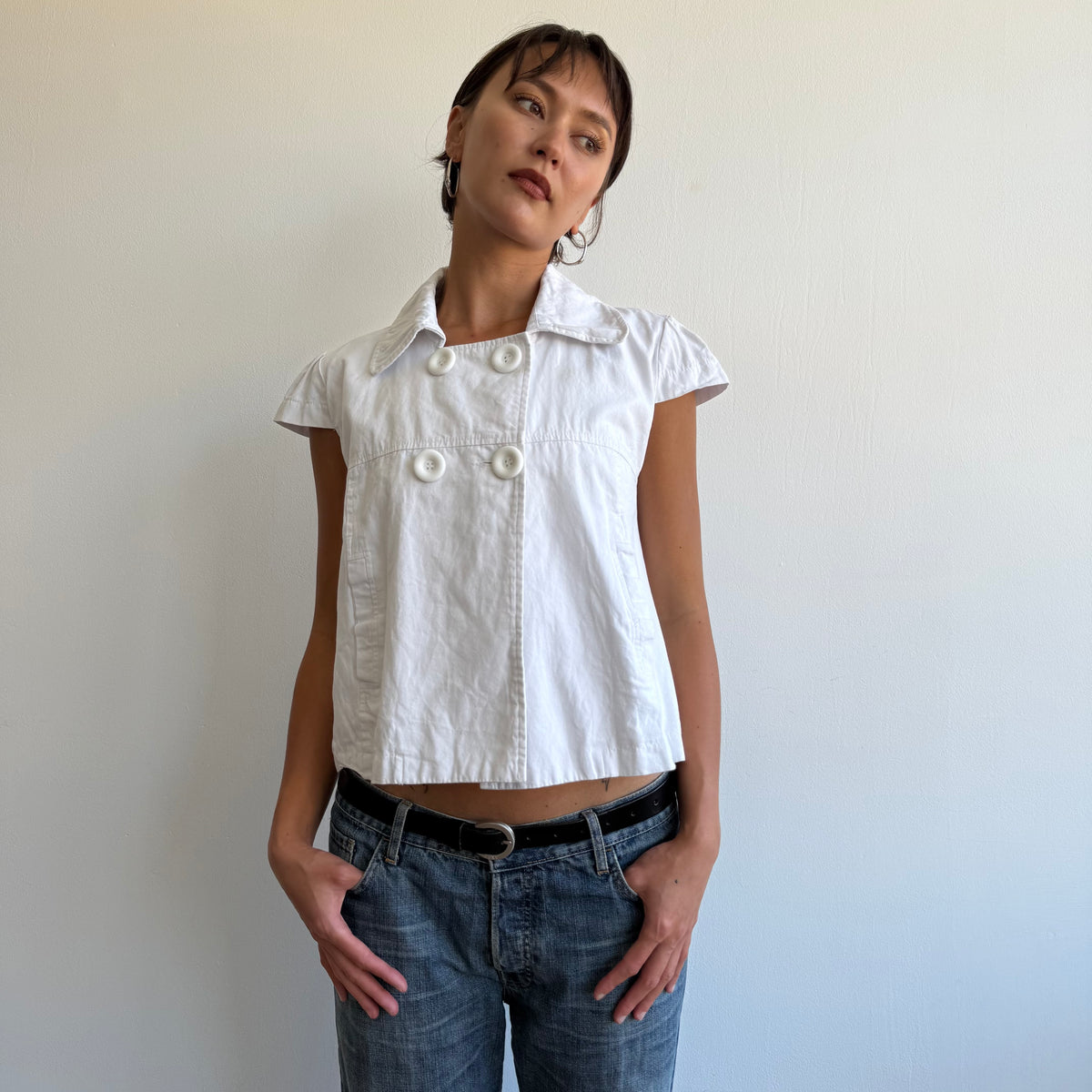 White short sleeve peacoat - Size M