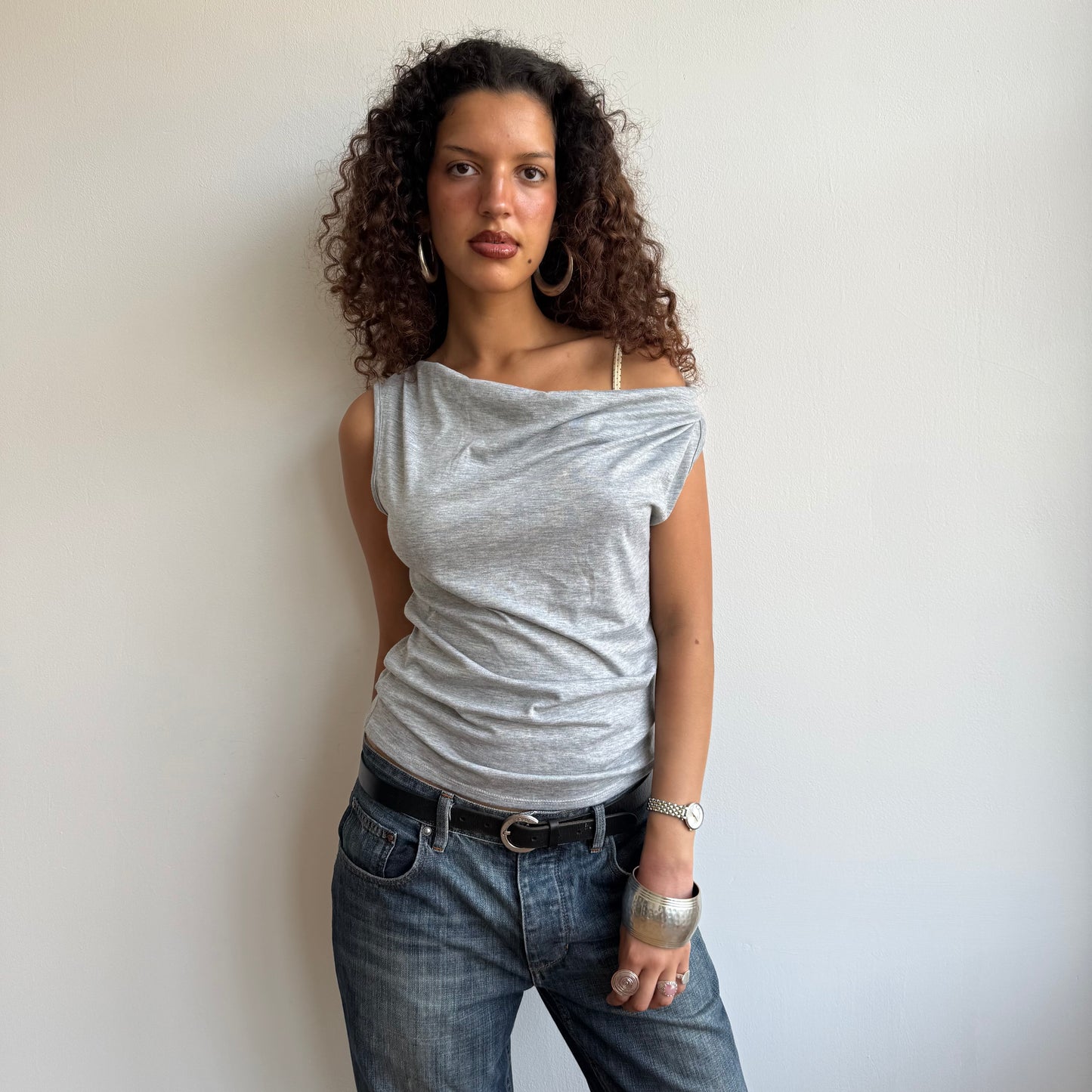 Grey cowl neck top - Size S