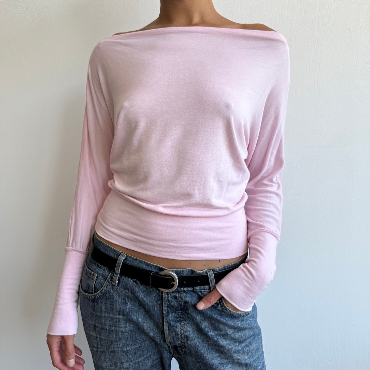 Pink batwing slouchy top - Size S