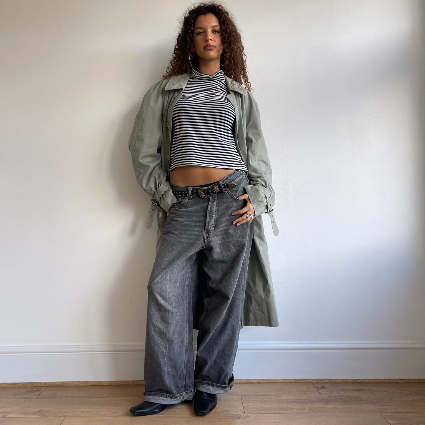 Khaki buckle trench - Size L