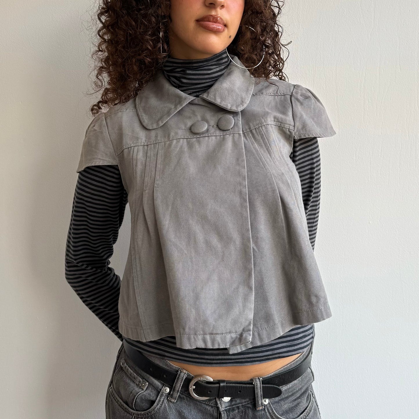 Grey short sleeve peacoat - Size S