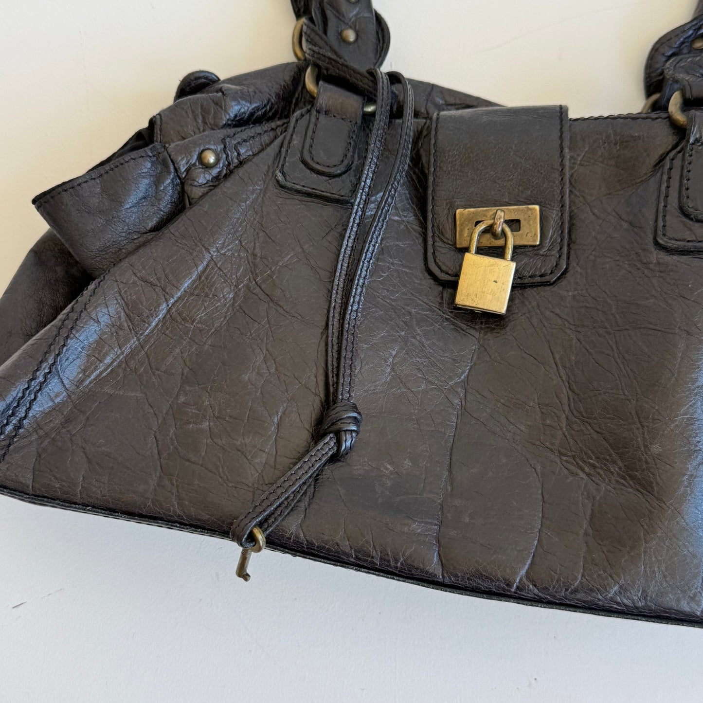 Black leather padlock bag - One Size