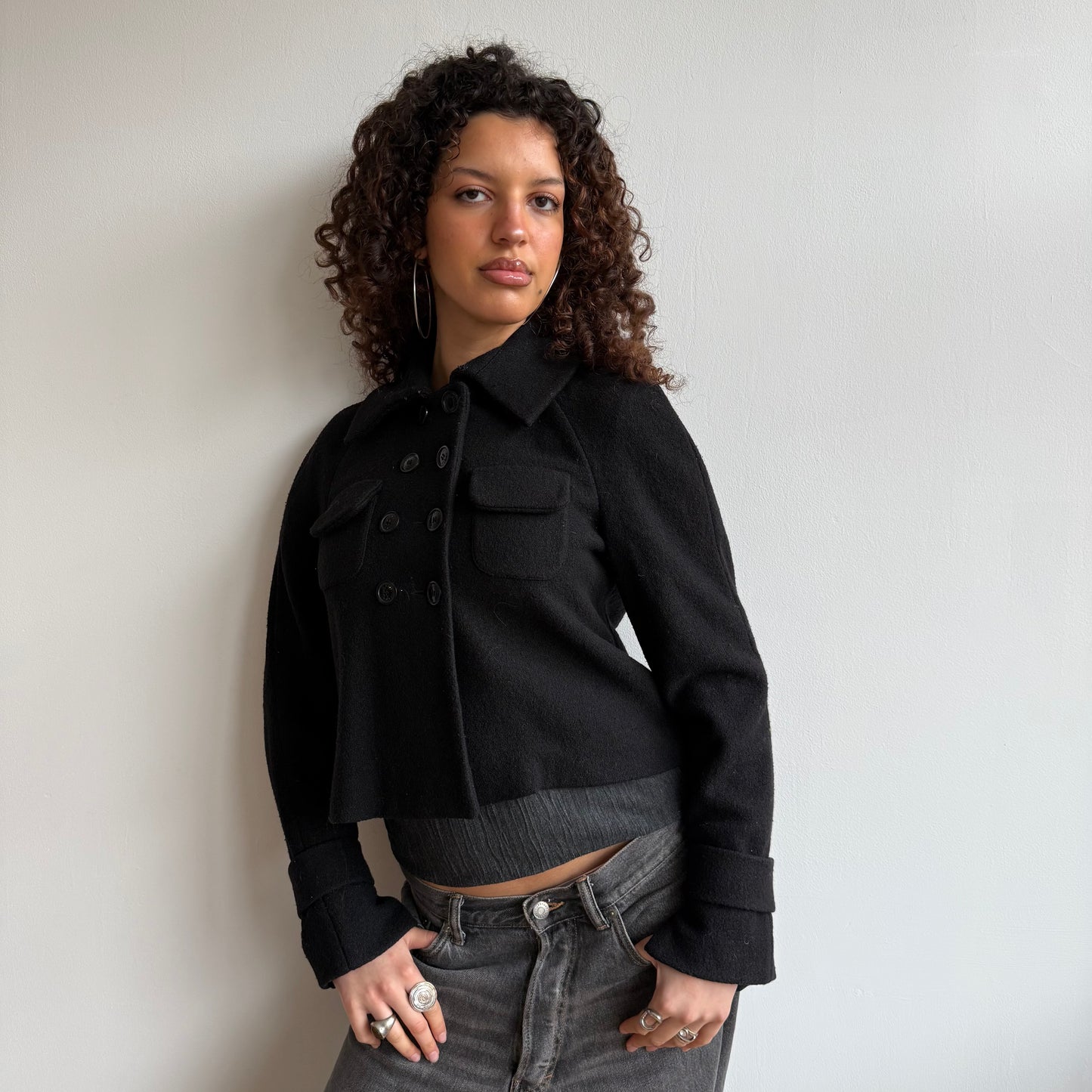 Black wool peacoat jacket - Size S