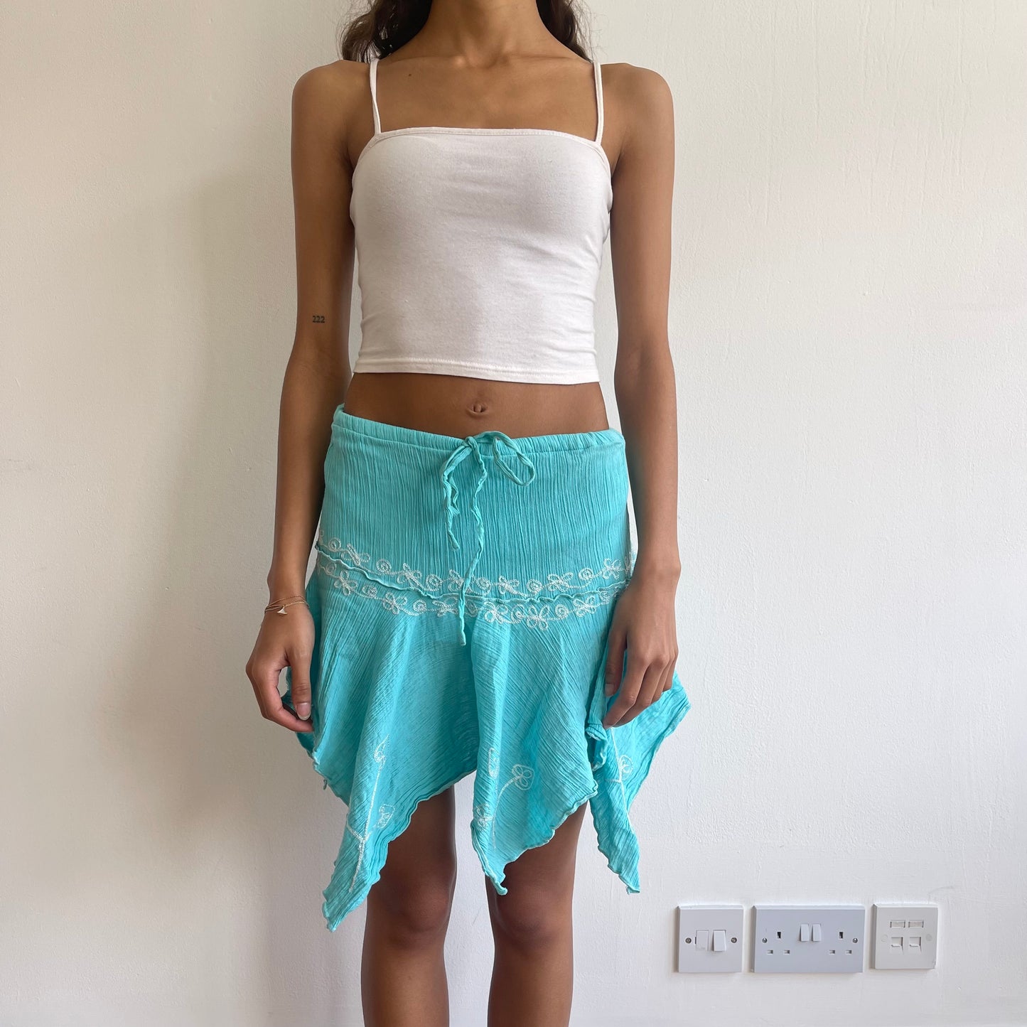 Turquoise asymmetric skirt - Size S