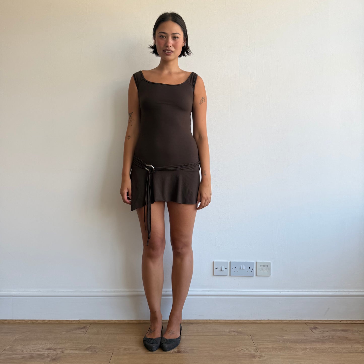 Brown belt mini dress - Size XS