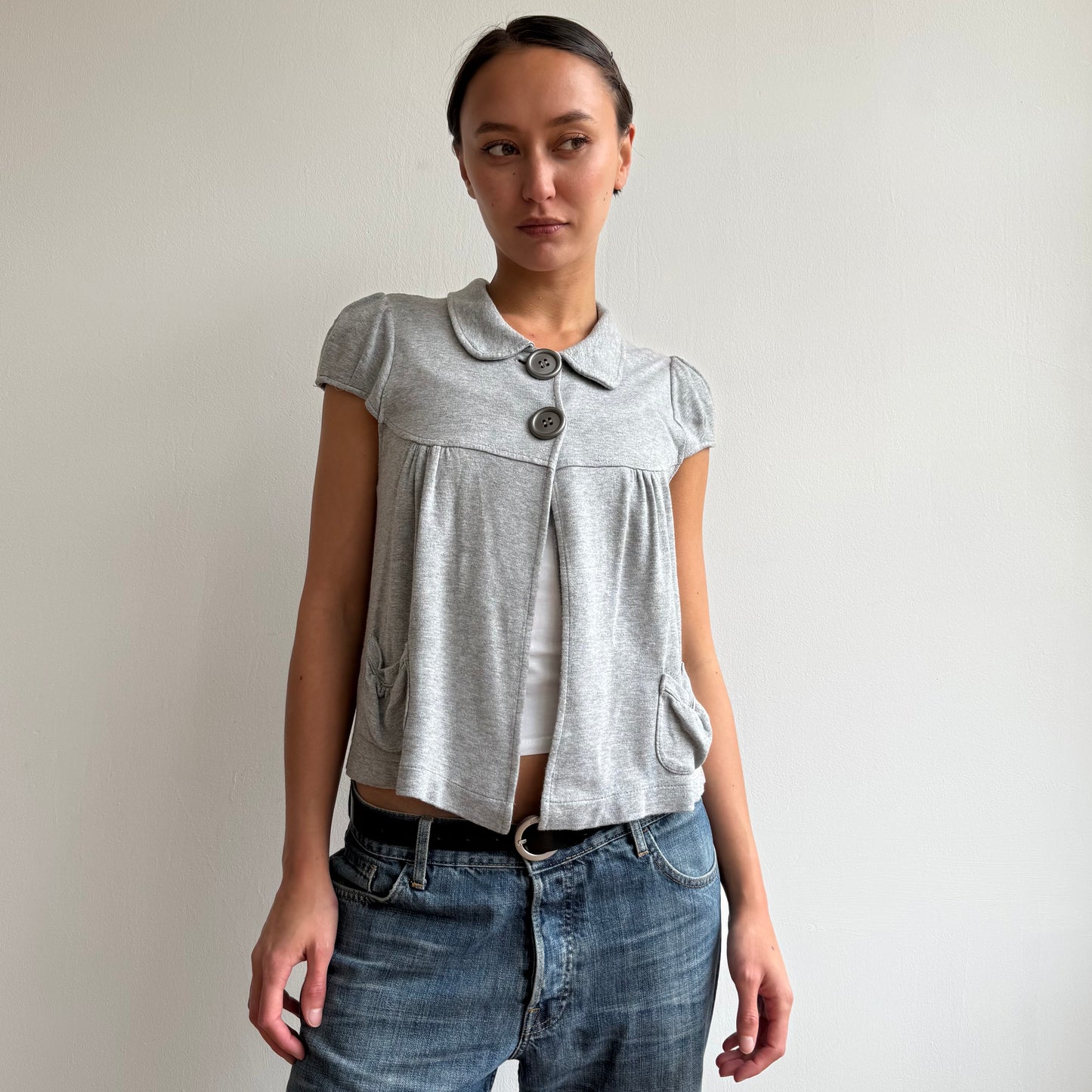 Grey short sleeve peacoat jumper - Size S/M
