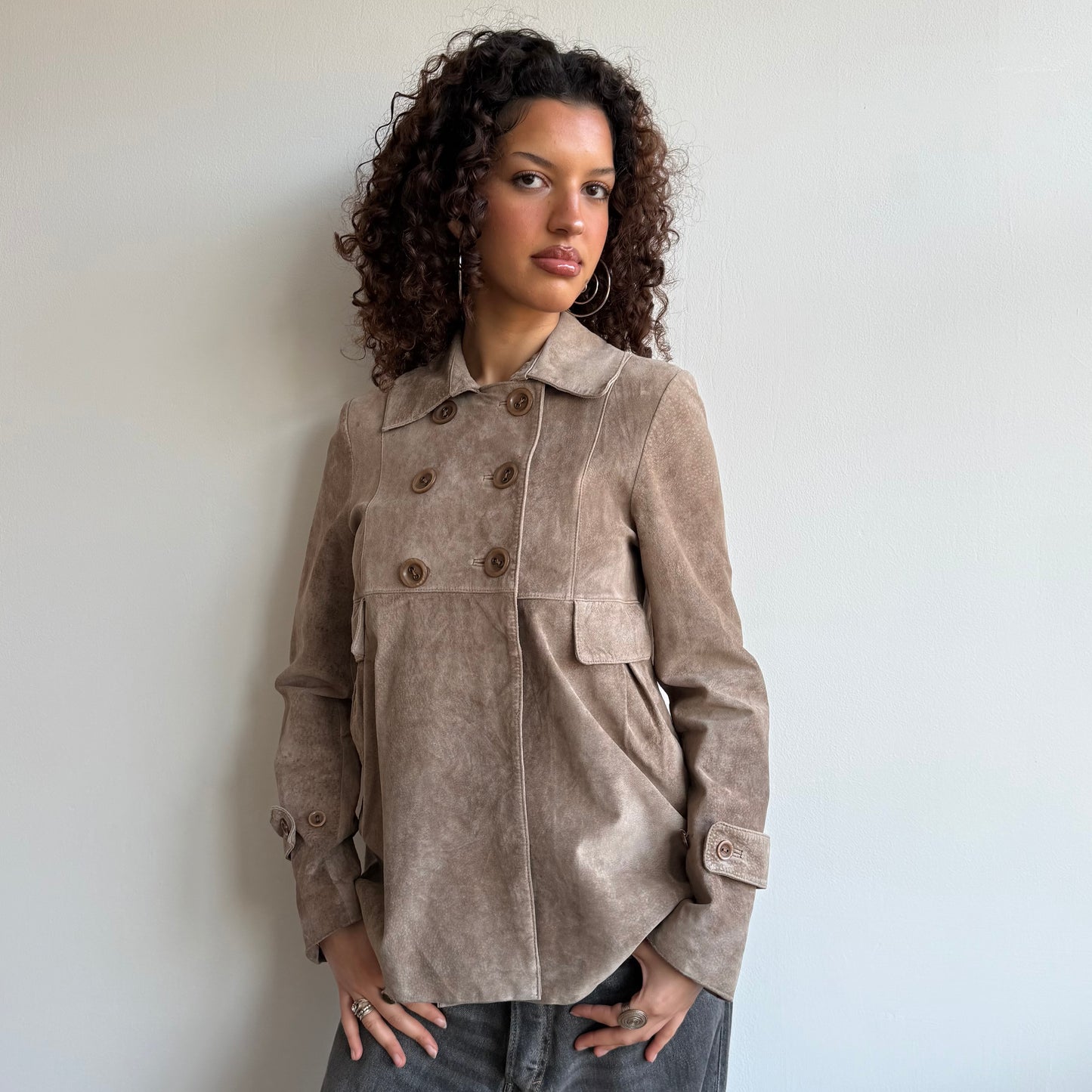 Tan suede peacoat - Size M