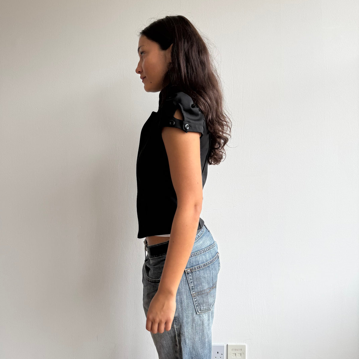 Black short sleeve jacket - Size XS