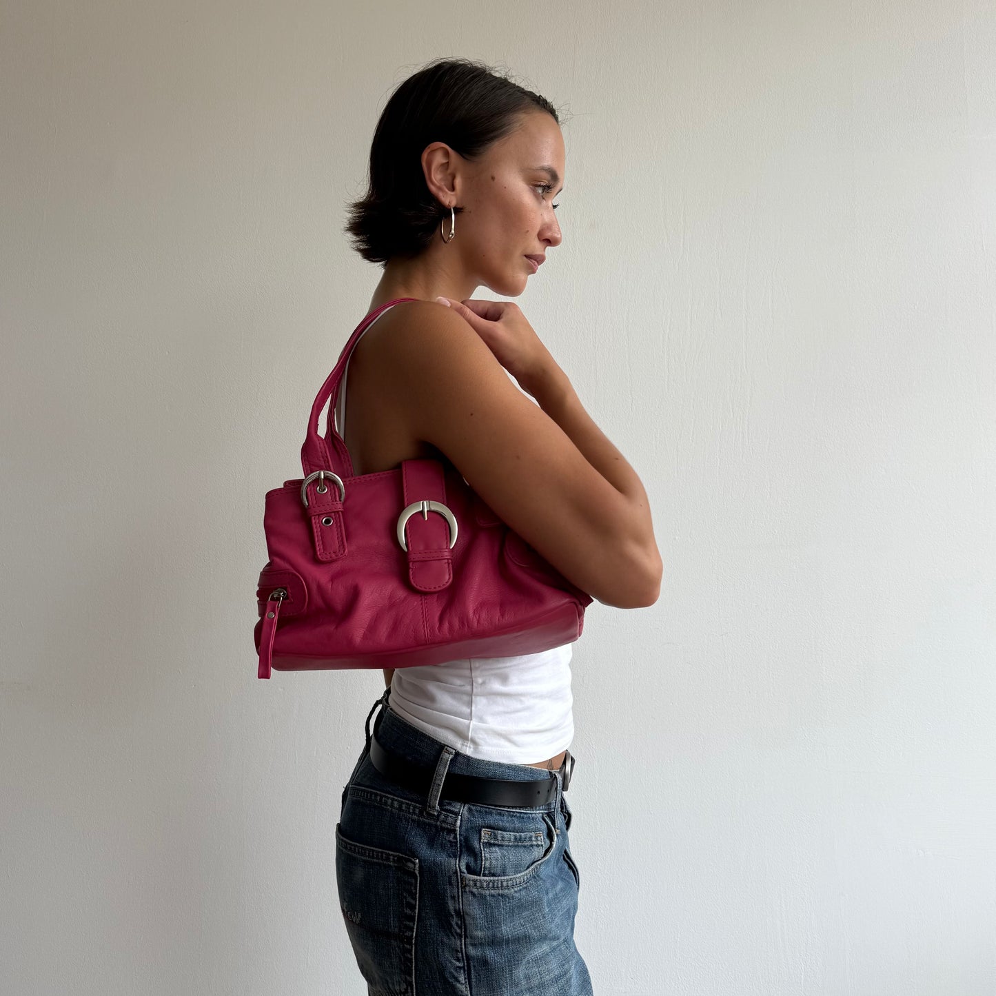 Hot pink buckle bag - One Size
