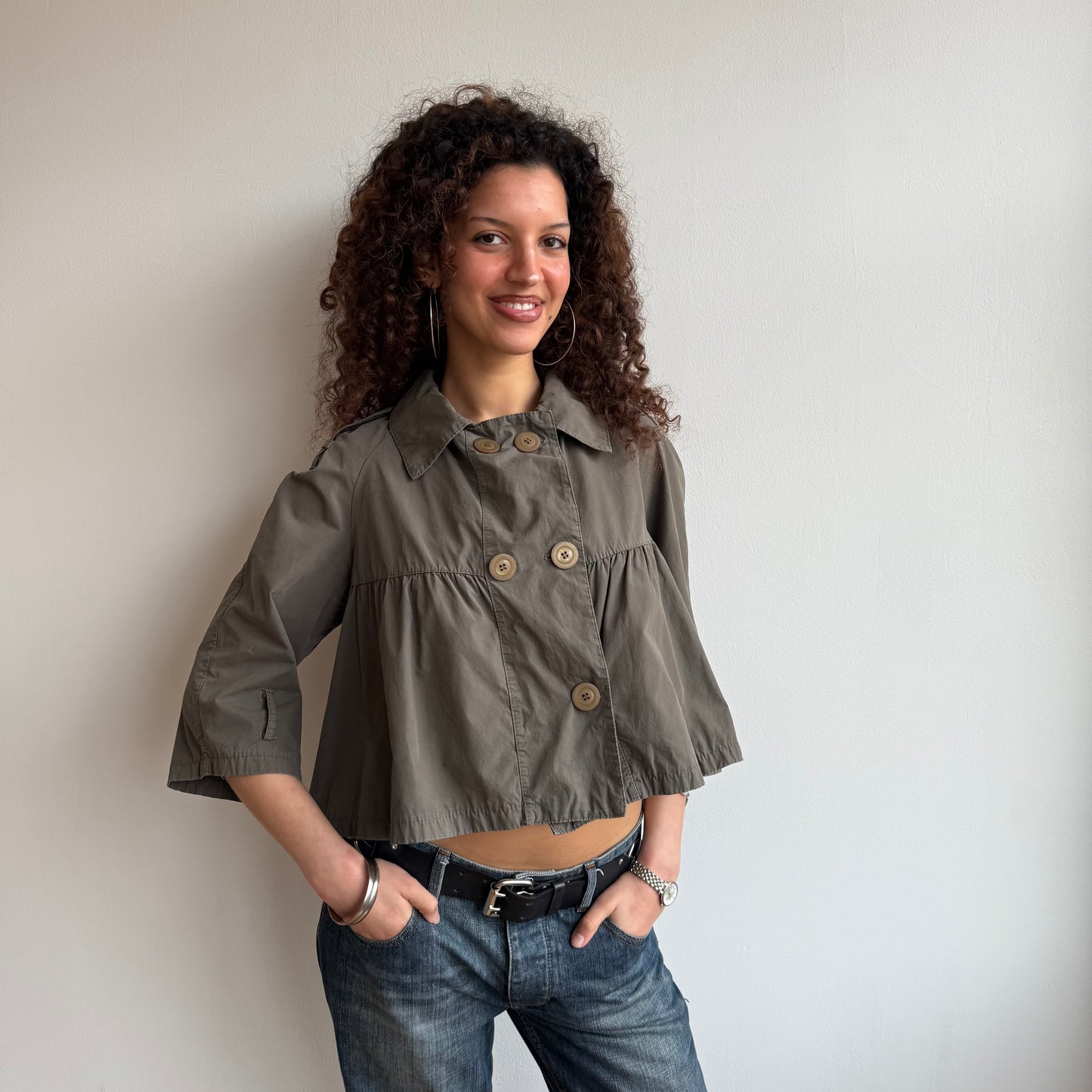 Khaki swing peacoat - Size M