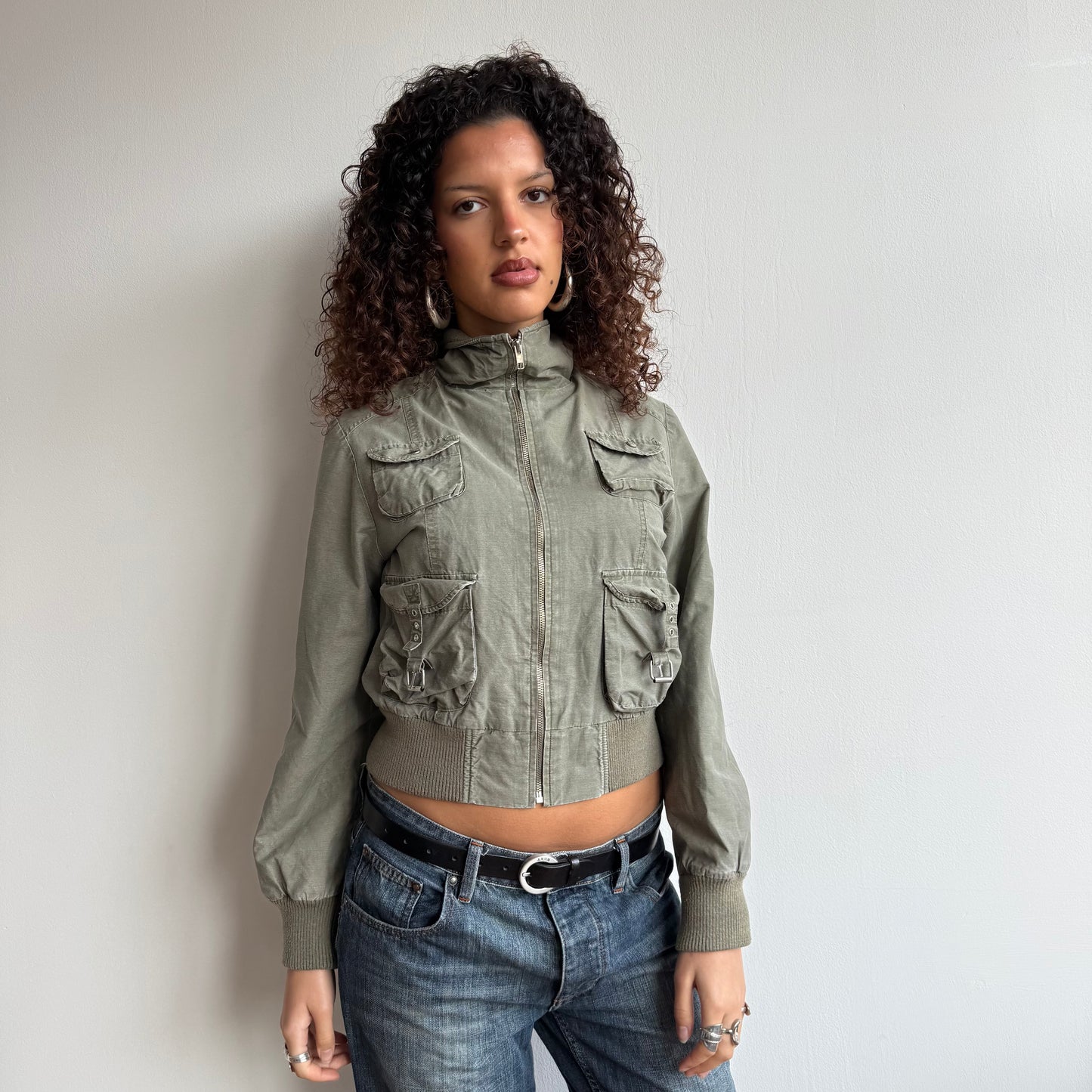 Khaki cargo bomber jacket - Size S/M