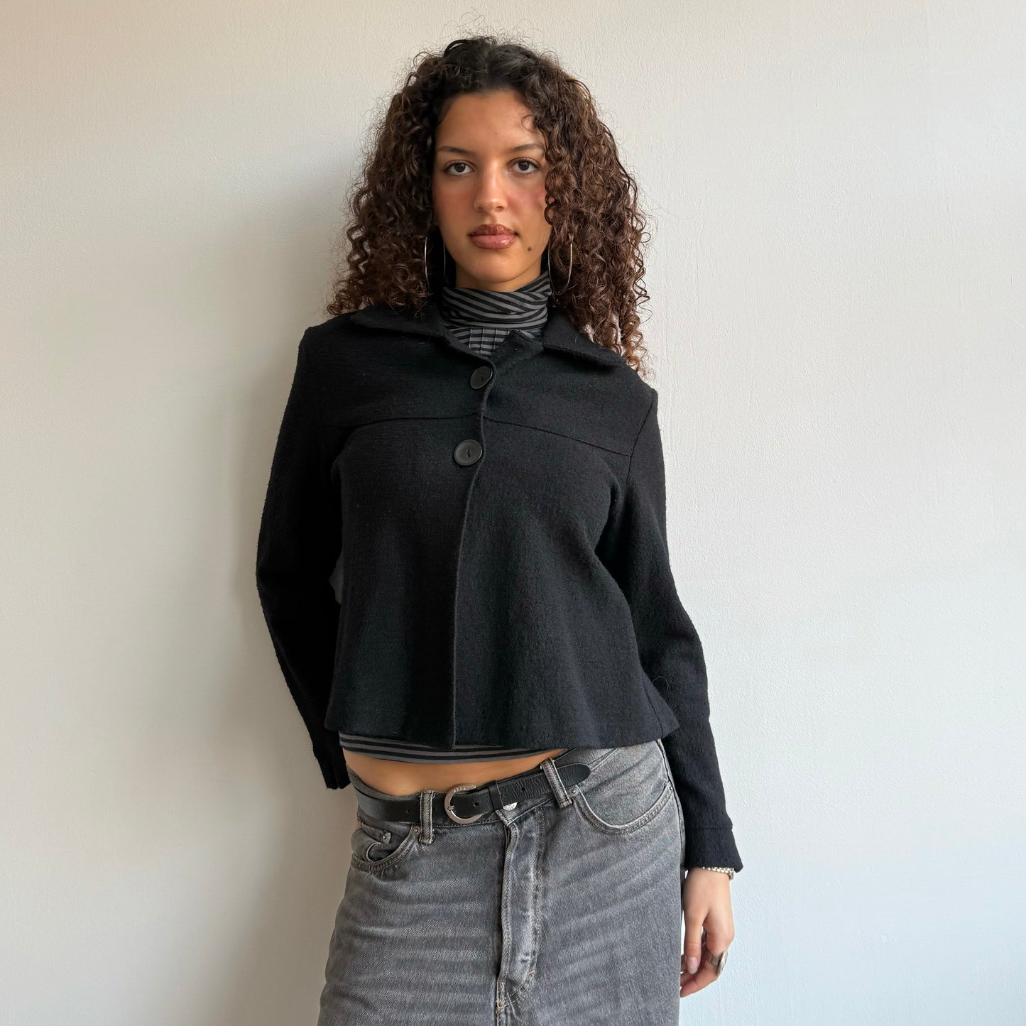Black wool peacoat - Size S