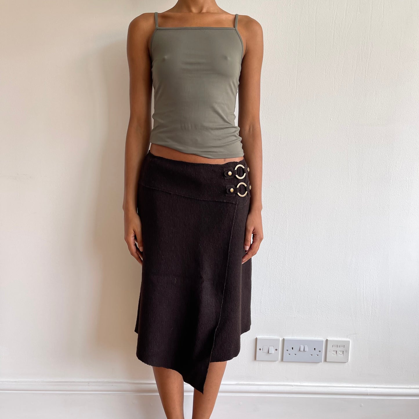 Dark khaki slinky cami - Size S