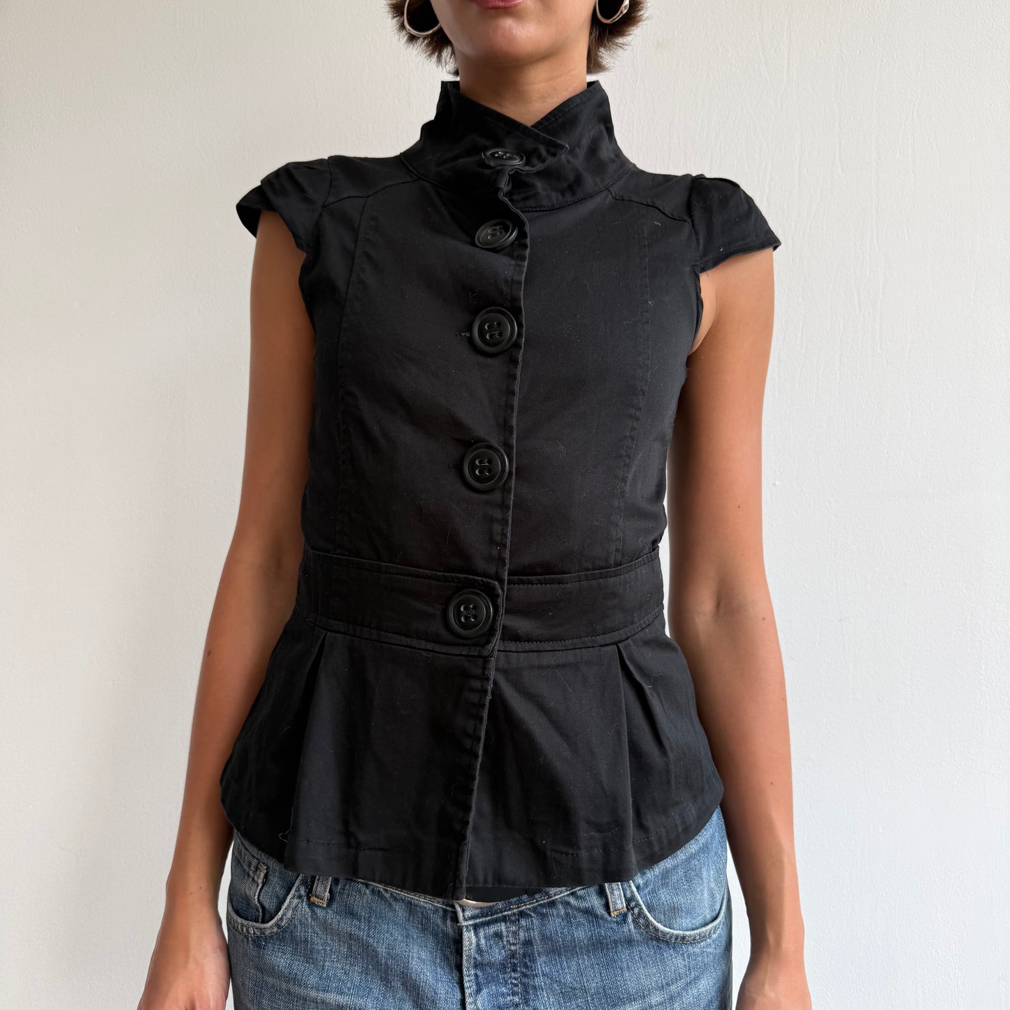 Short sleeve black peacoat - Size S