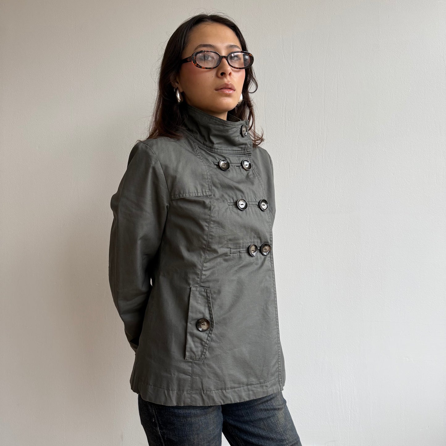 Khaki peacoat - Size S