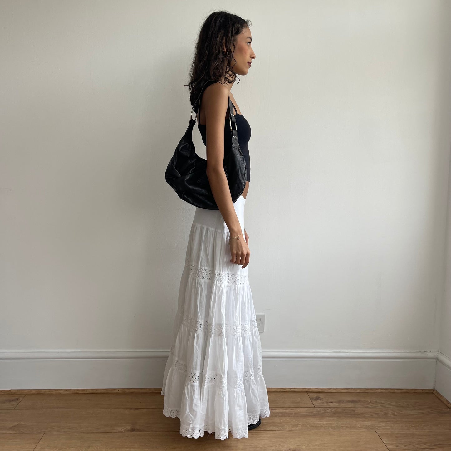 White boho maxi skirt - Size S