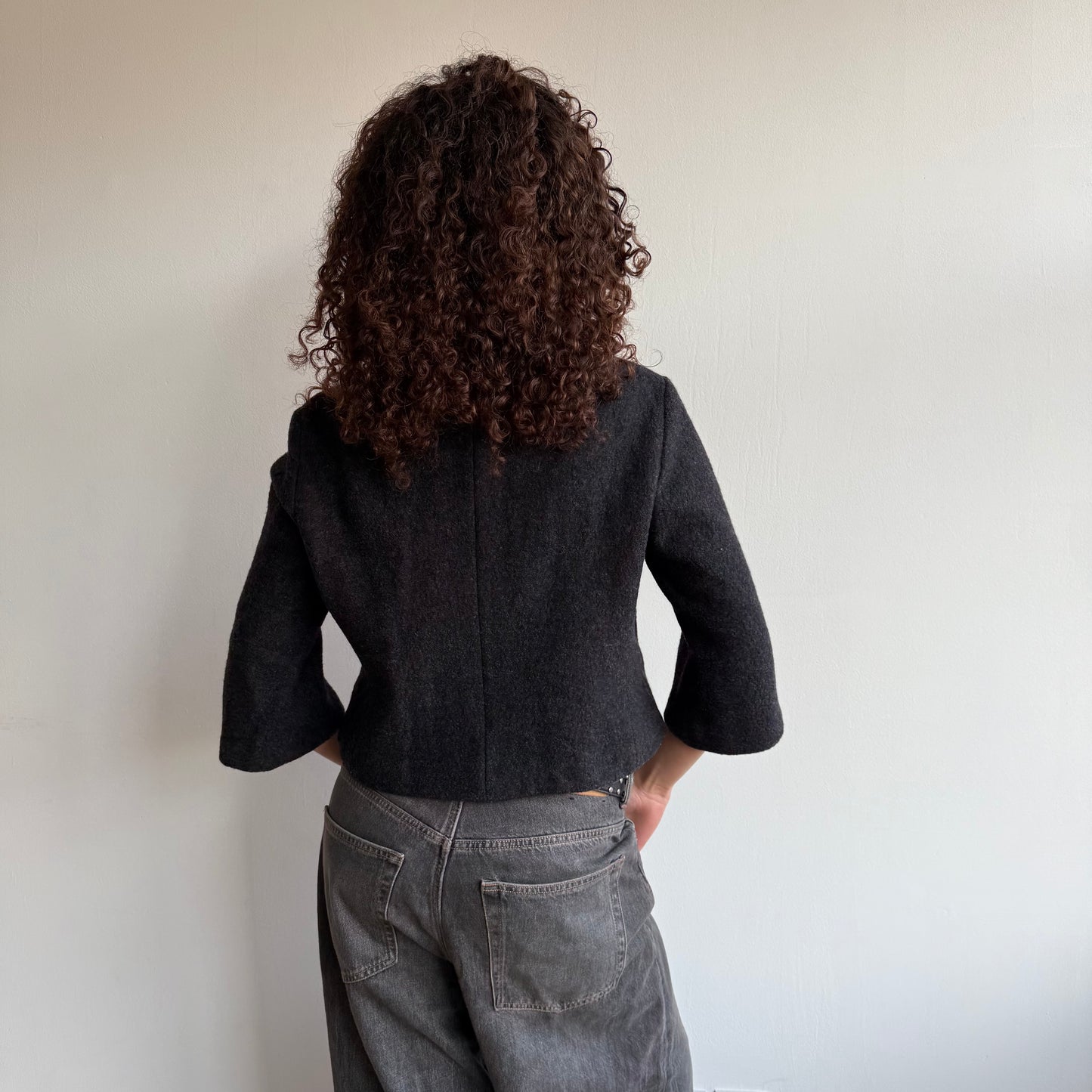 Crop grey wool jacket - Size S