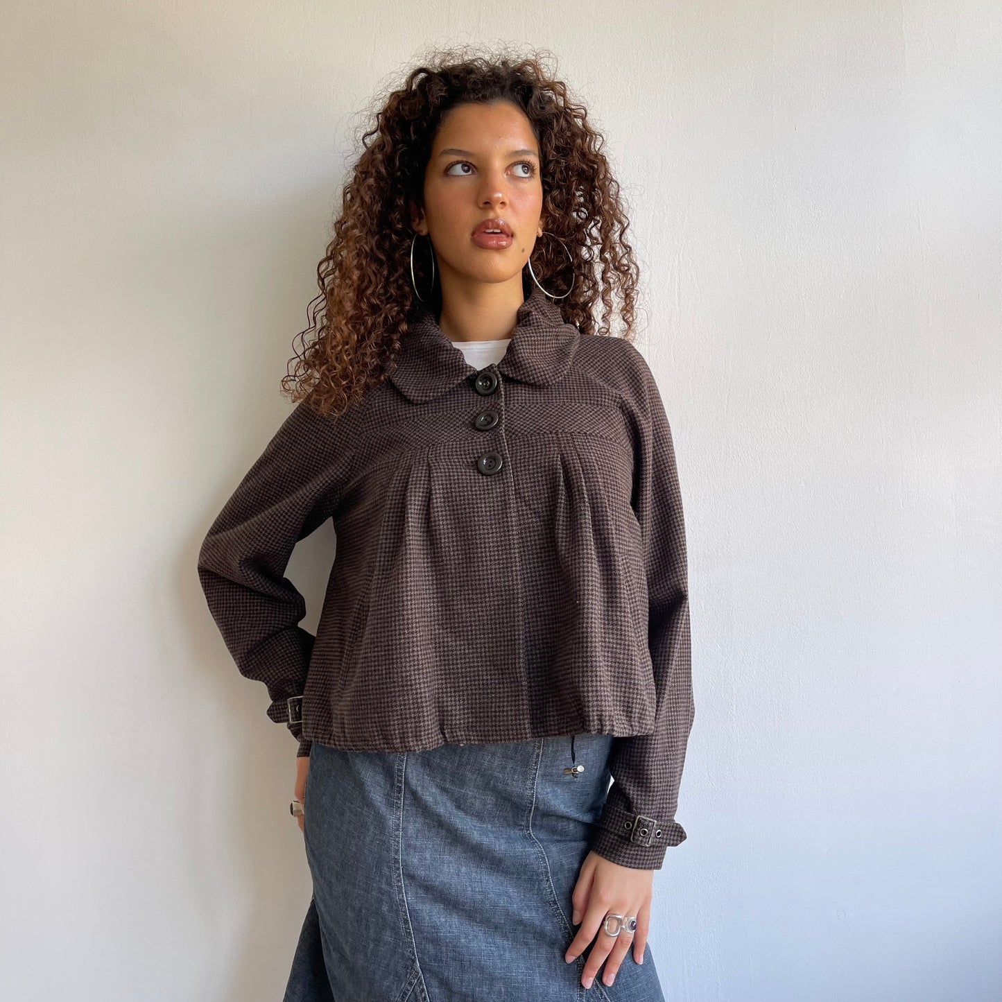 SPORTMAX Brown houndstooth peacoat - Size M