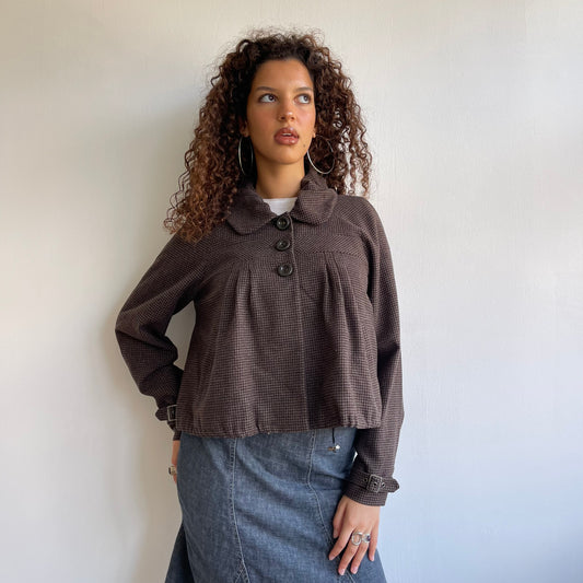 SPORTMAX Brown houndstooth peacoat - Size M