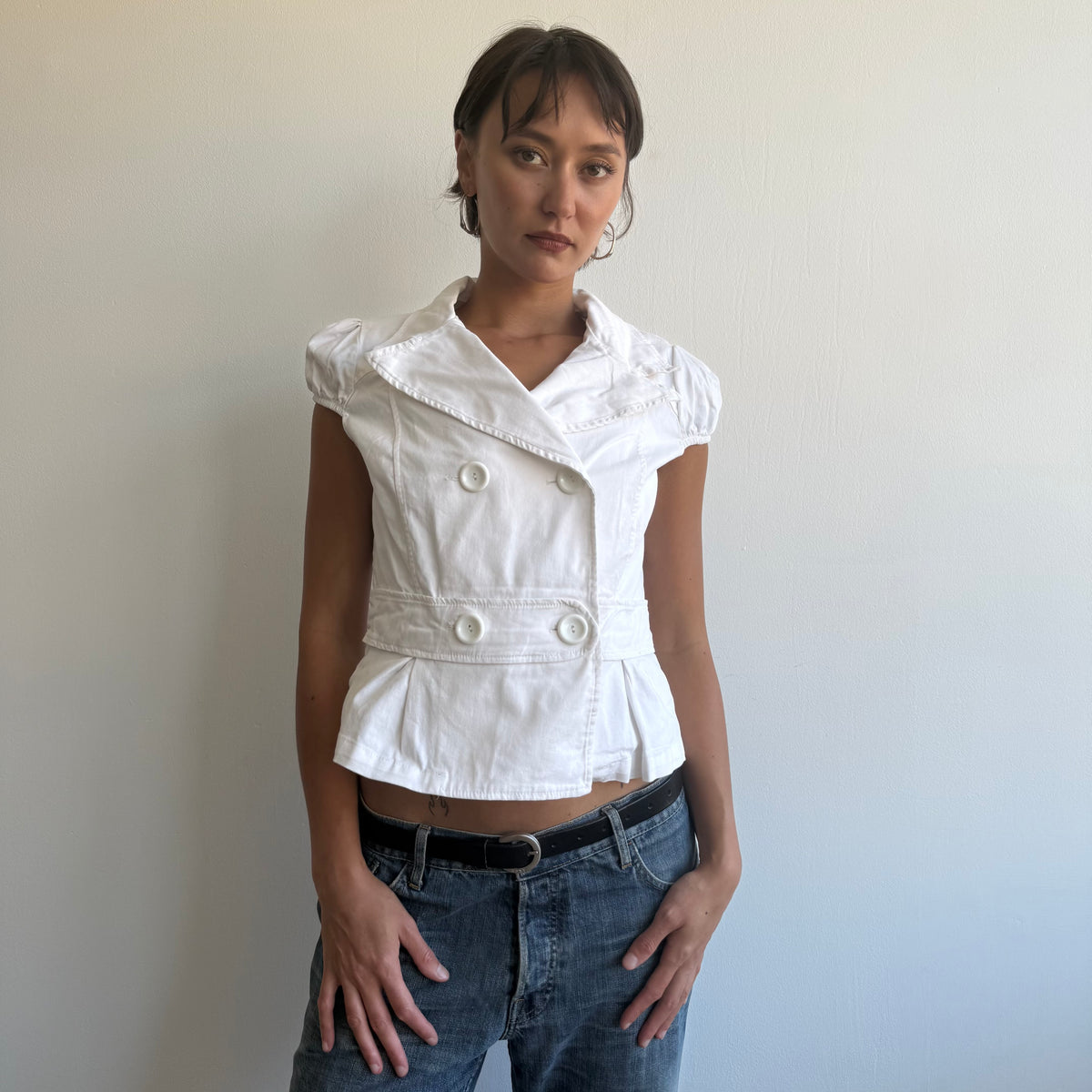 White double breasted peacoat - Size M