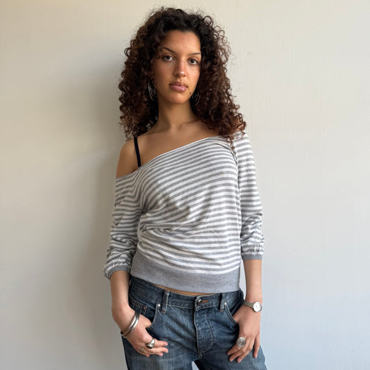 Grey stripe batwing knit - Size M