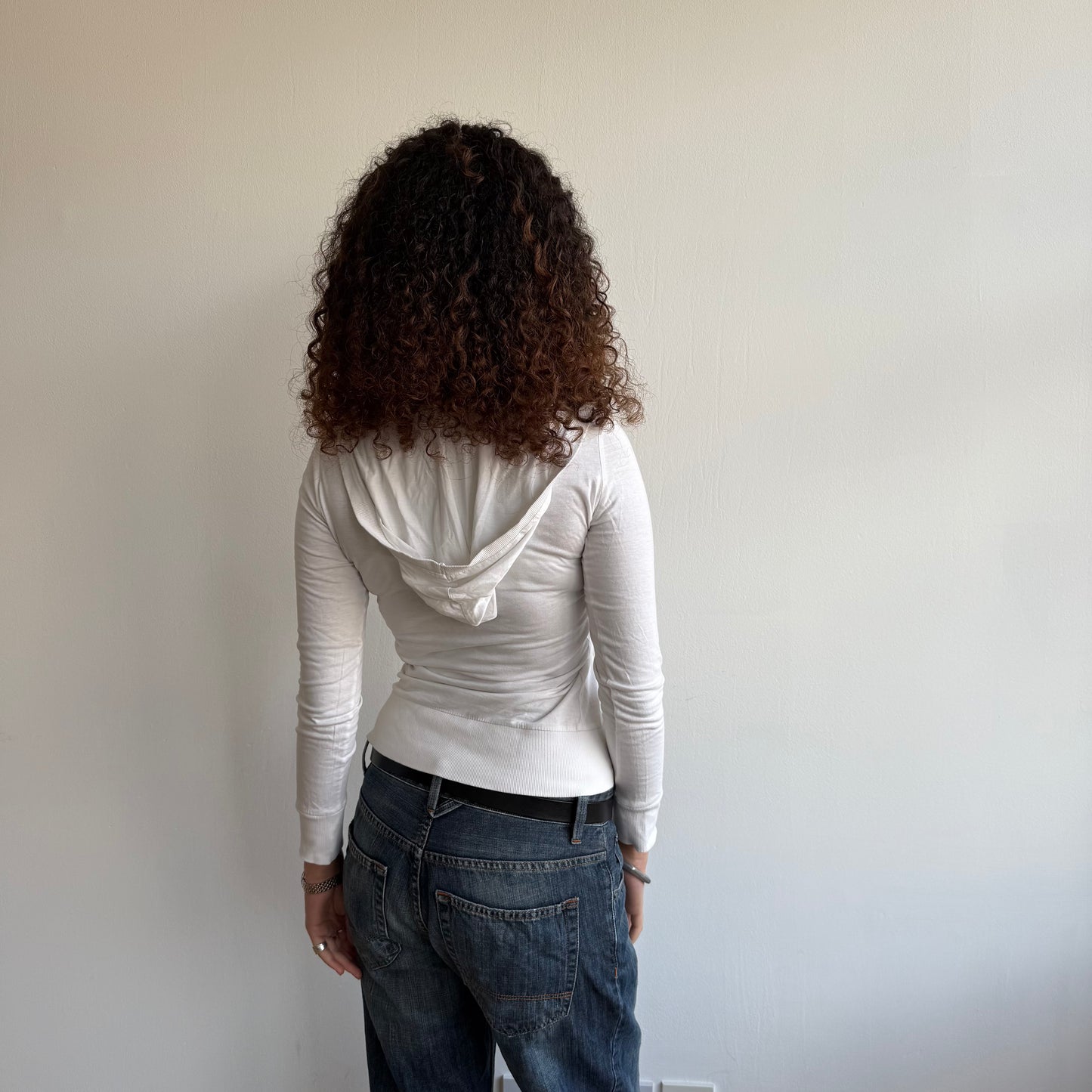 White hooded top - Size S