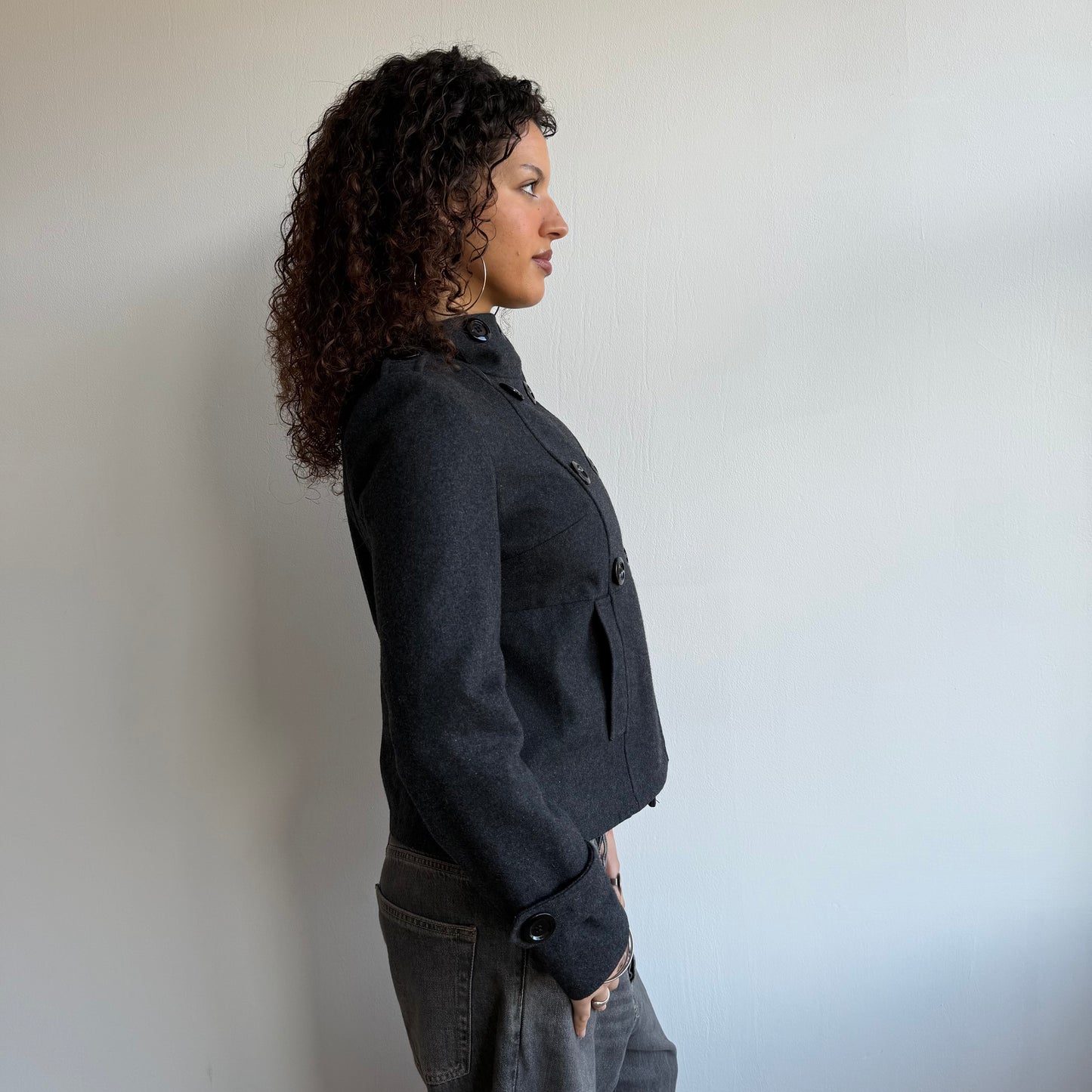 Grey wool peacoat - Size S