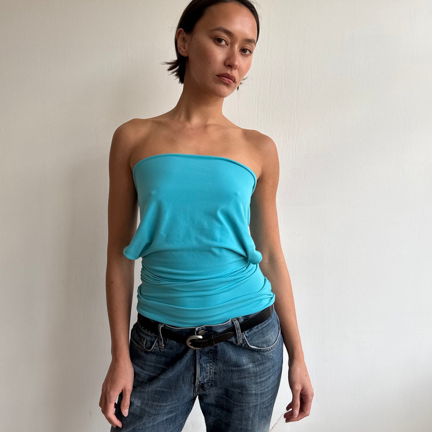 Teal bandeau draped top - Size S