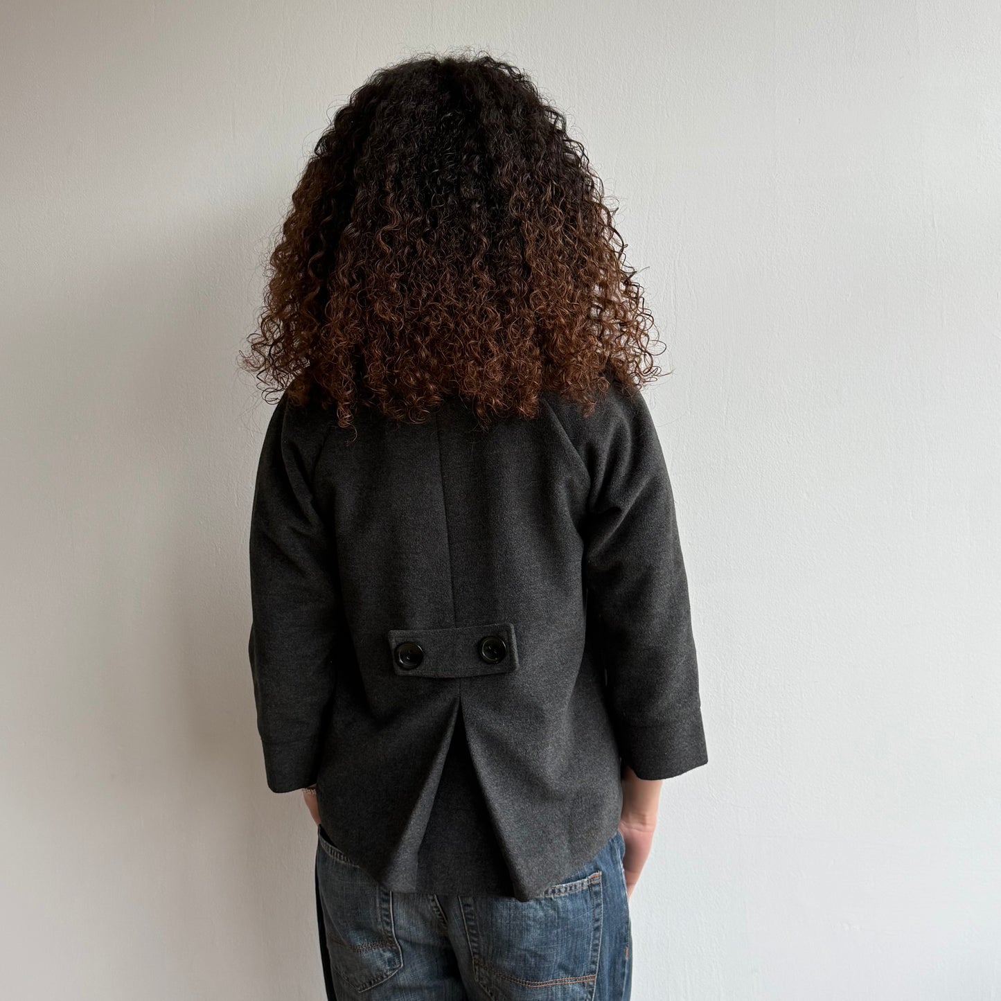 Charcoal 3/4 sleeve swing peacoat - Size M