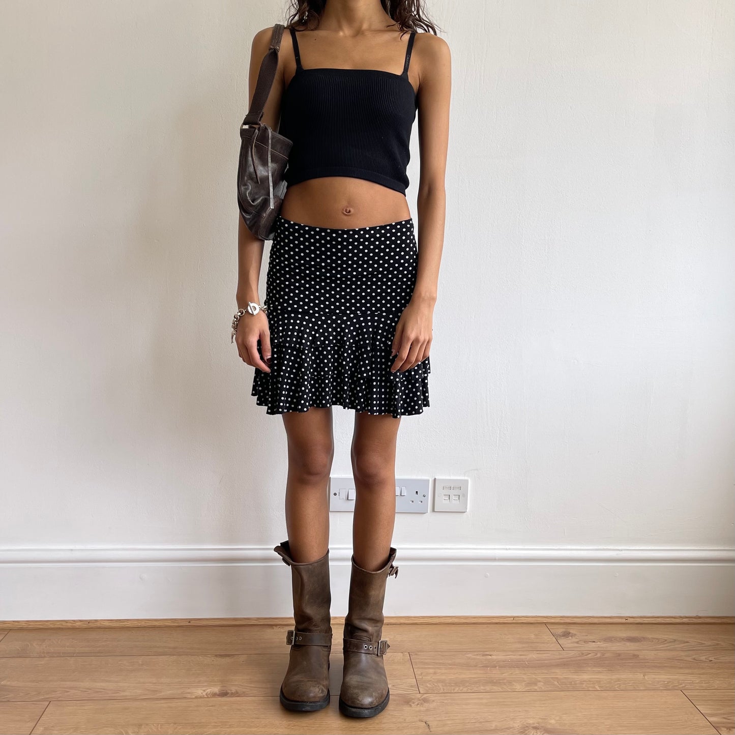 Polka dot ruched rara skirt - Size S