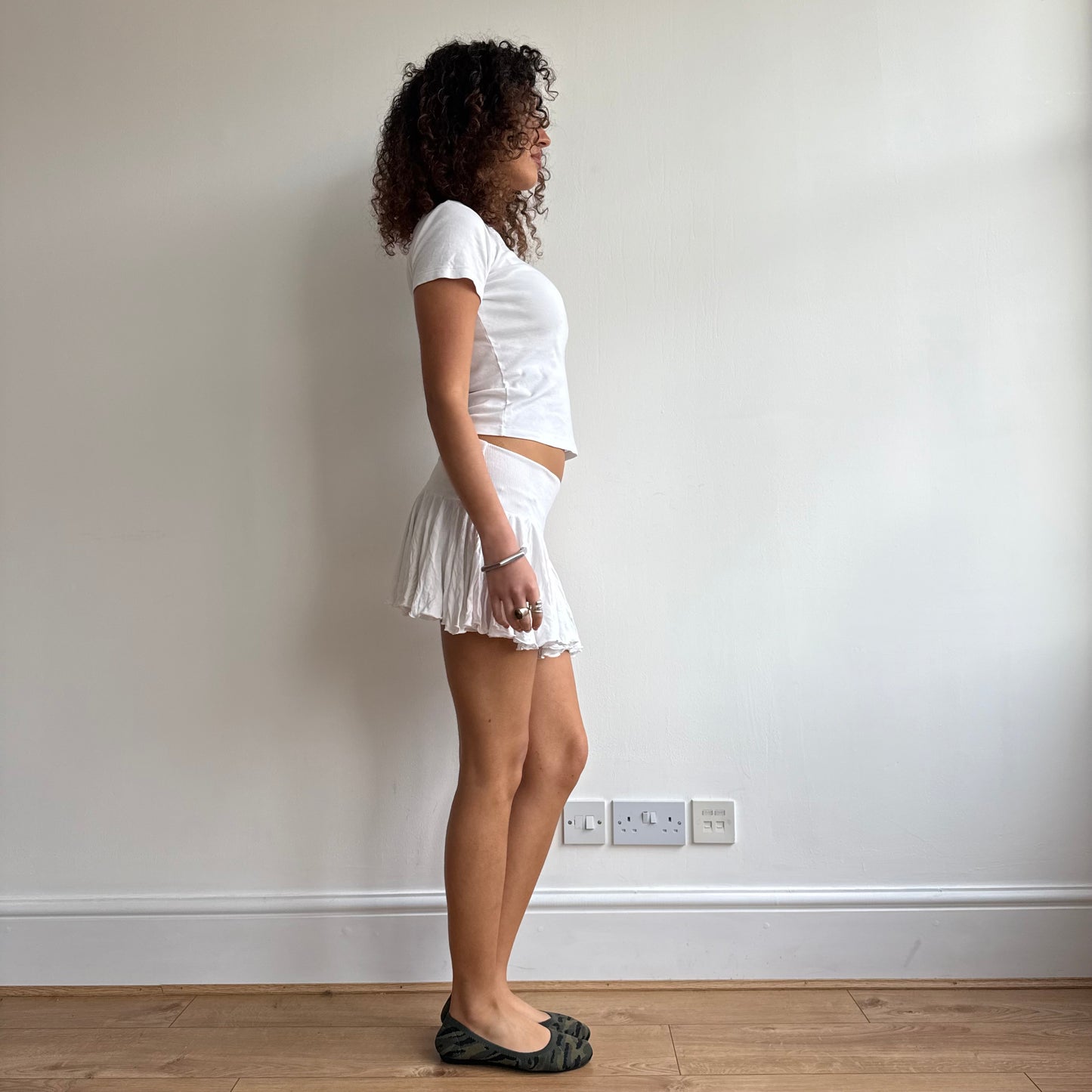 White ruffle mini skirt - Size S