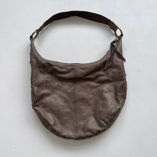 Brown leather tassle bag