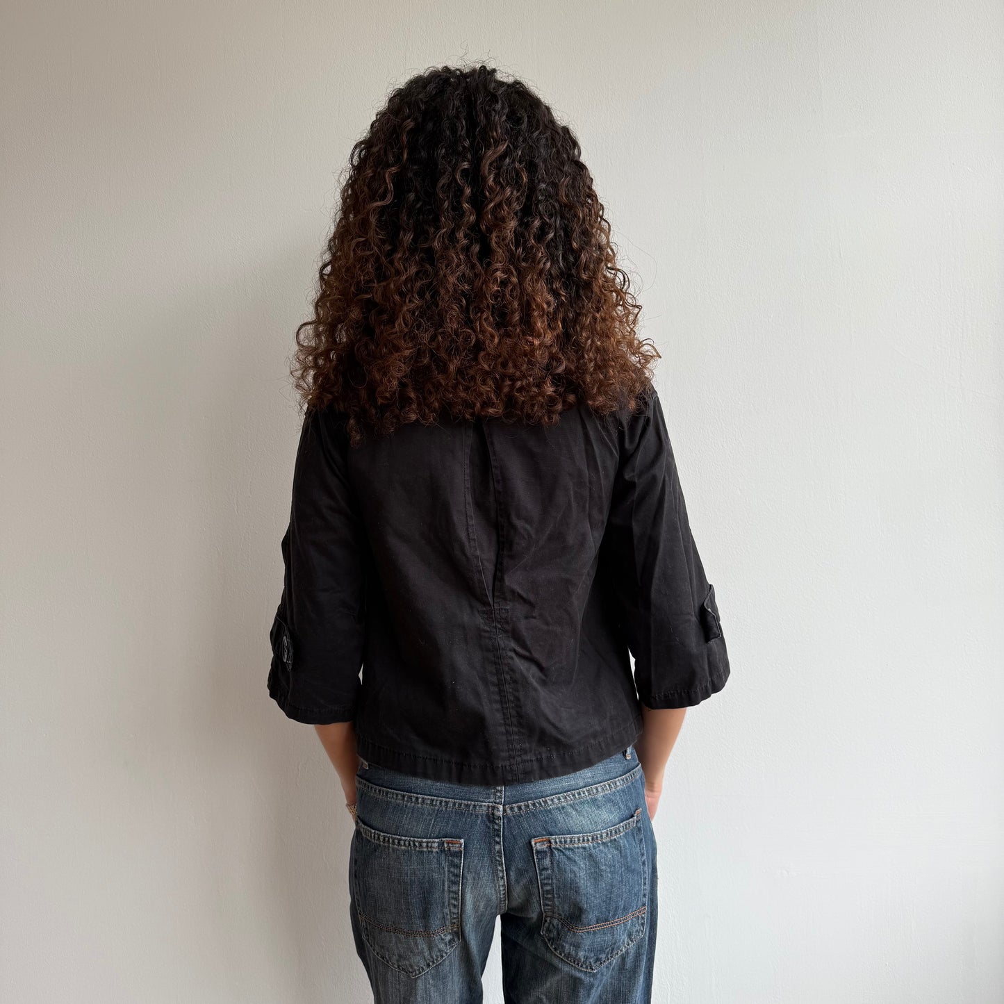Black 3/4 sleeve peacoat - Size S + M/L