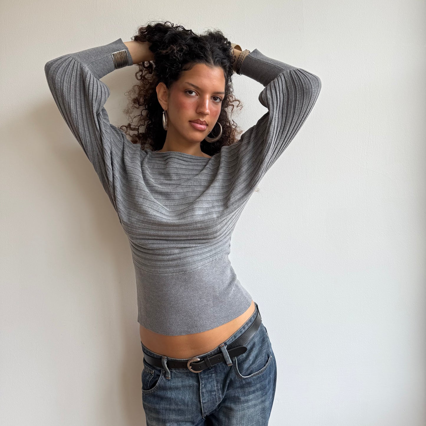 Grey slouchy knit jumper - Size S