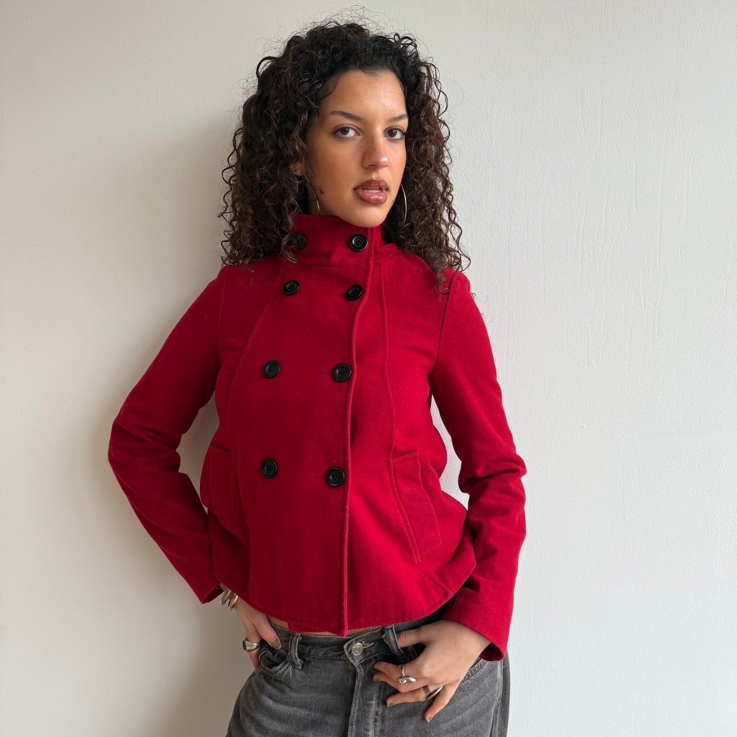 Red peacoat - Size S
