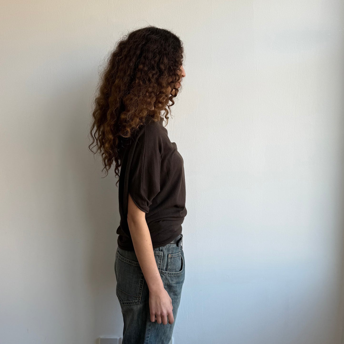 Brown short sleeve slouchy knit - Size M